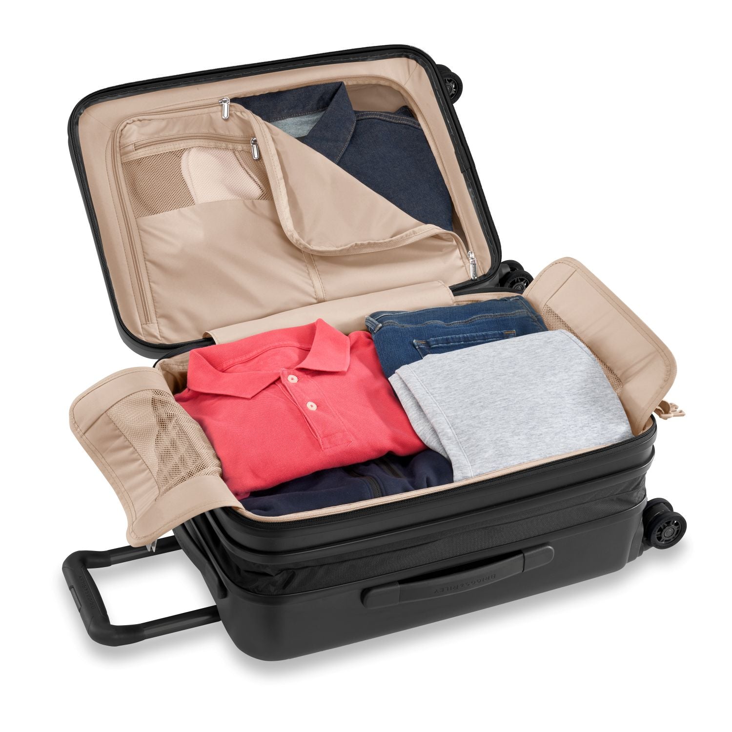 Briggs and Riley Sympatico Domestic Carry-On Expandable Spinner Black Open Expanded #color_black