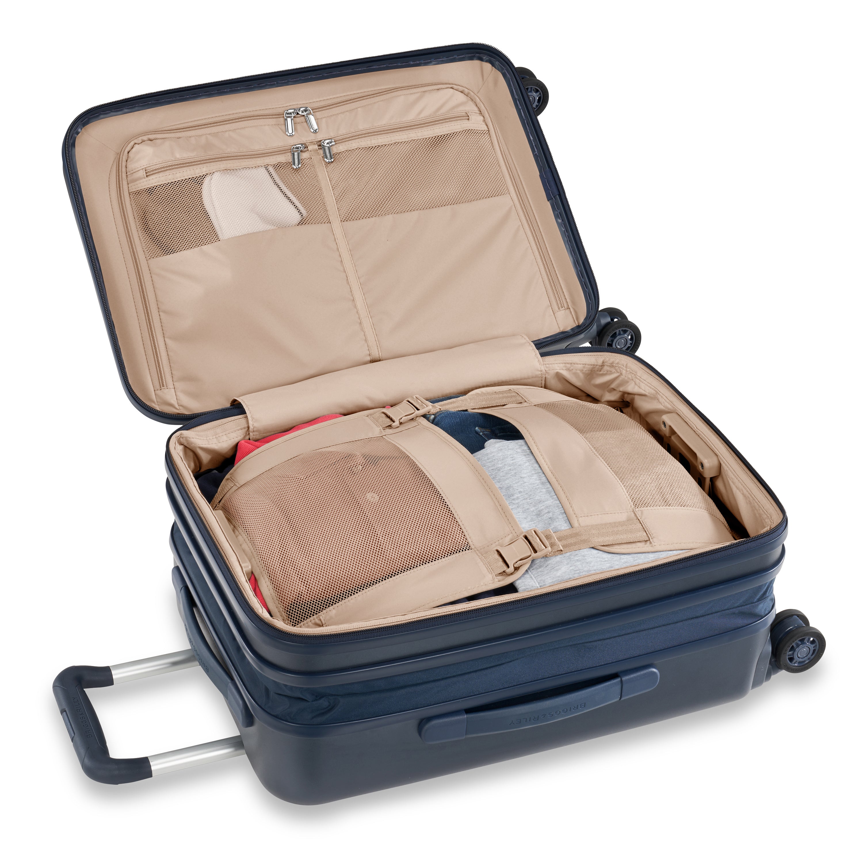 Briggs and Riley Sympatico Domestic Carry-On Expandable Spinner Navy Open Expanded #color_matte-navy