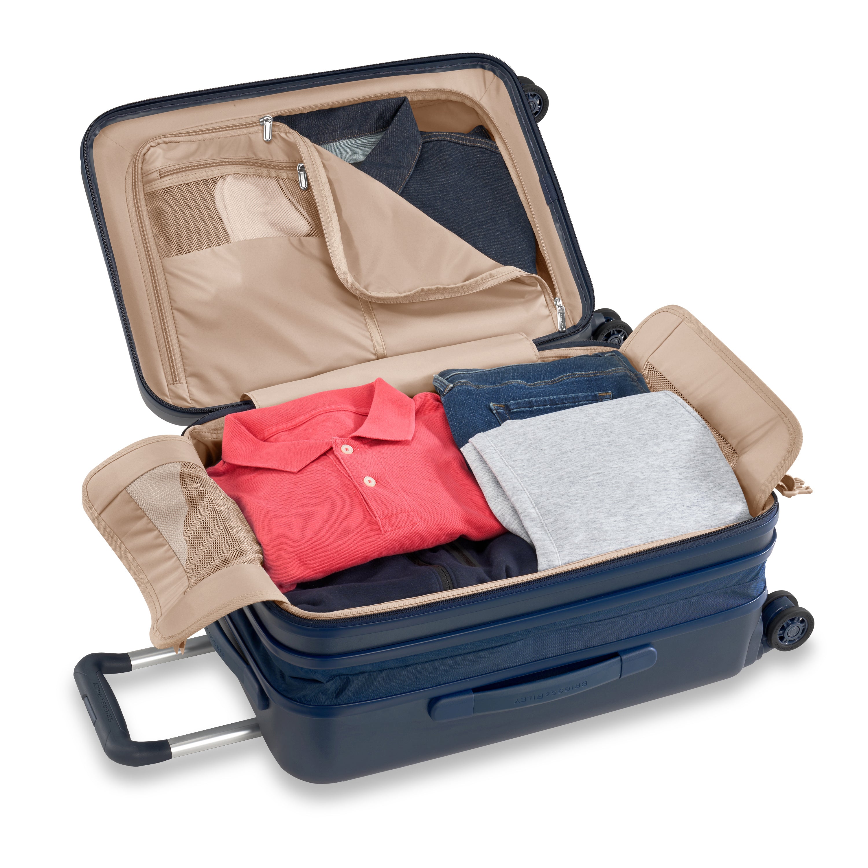 Briggs and Riley Sympatico Domestic Carry-On Expandable Spinner Navy Open Expanded #color_matte-navy