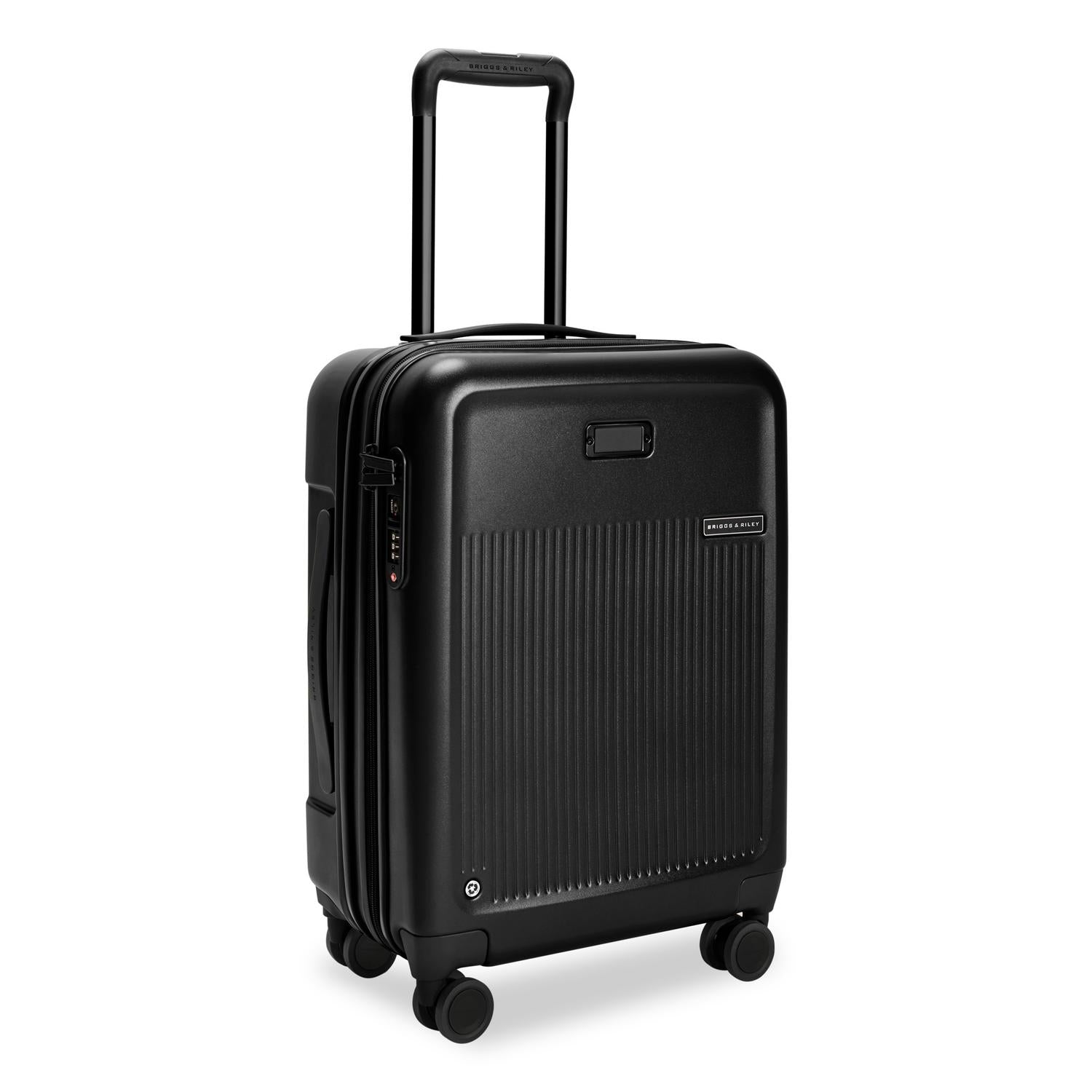 Global Carry-On Expandable Spinner in Black, Angle View #color_black