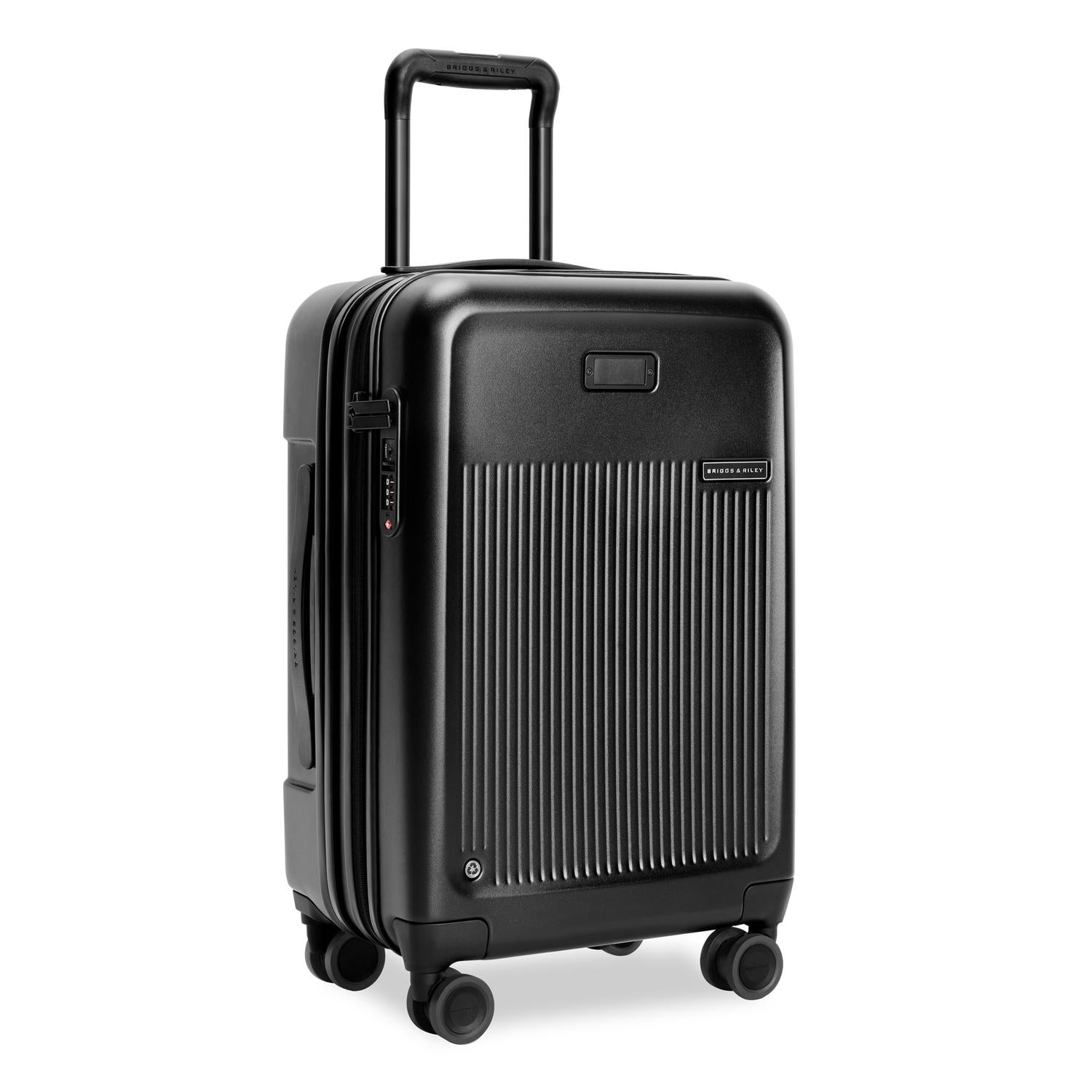 Essential Carry-On Expandable Spinner in Black, Angle View  #color_black