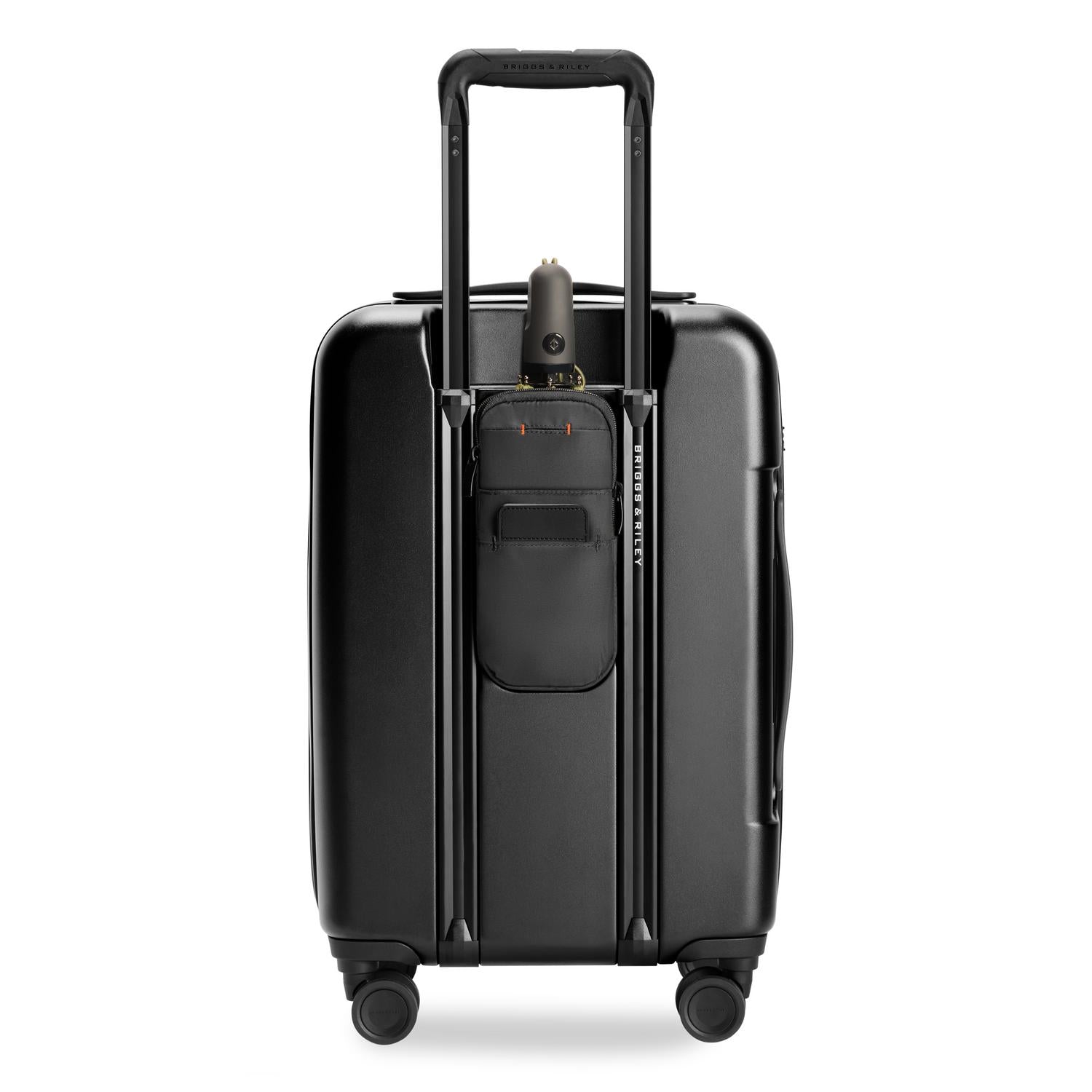 Essential Carry-On Expandable Spinner in Black, Back View  #color_black