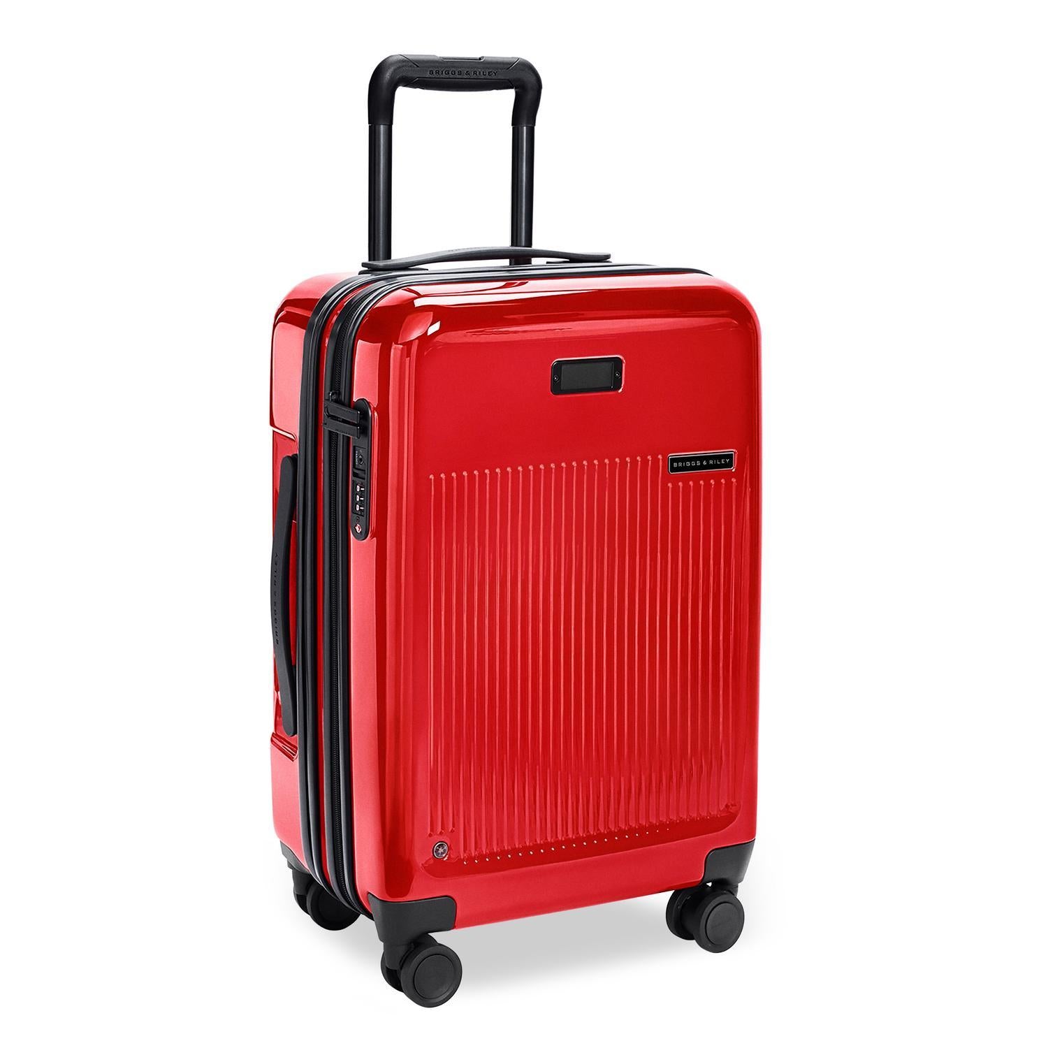 Essential  Carry-On Expandable Spinner in Glossy Ruby, Front View  #color_glossy-ruby