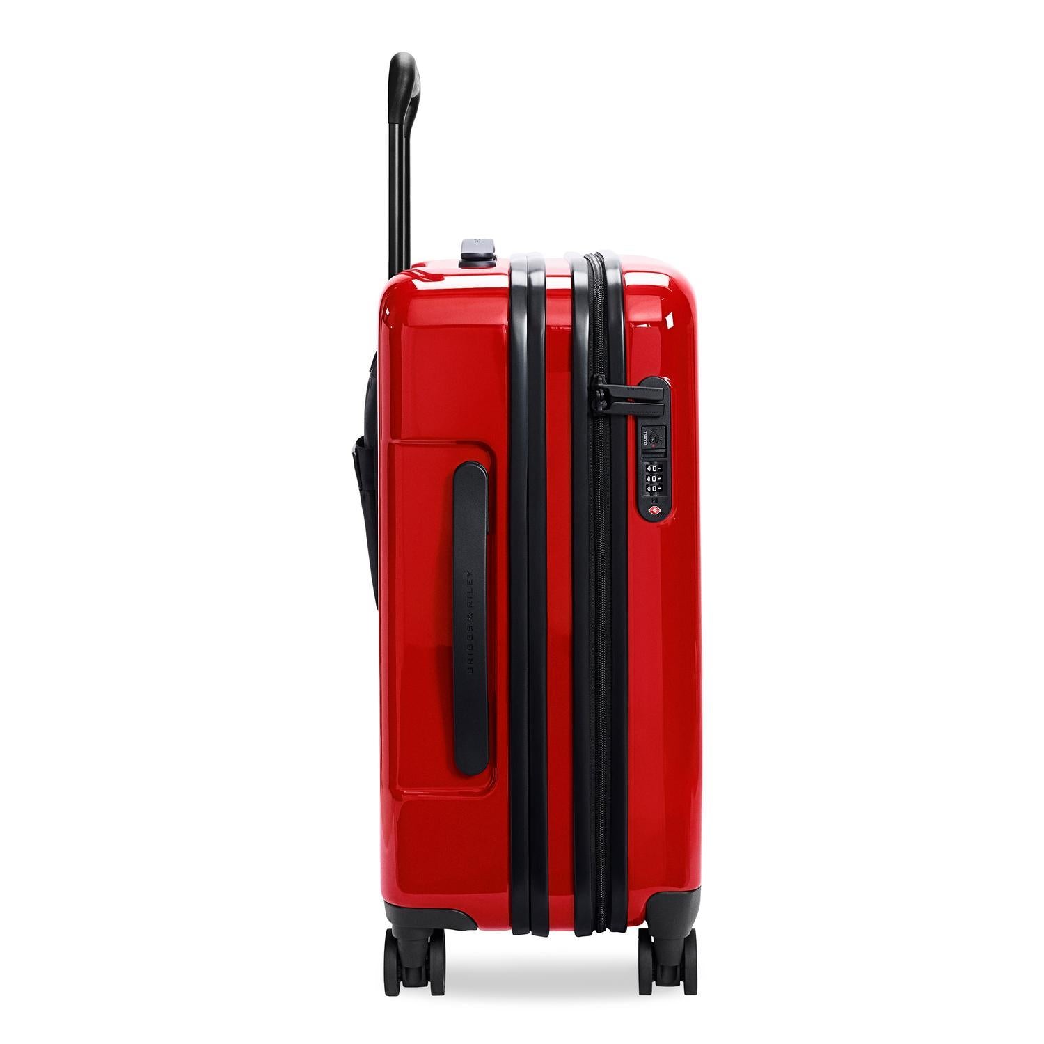 Essential  Carry-On Expandable Spinner in Glossy Ruby, Front View  #color_glossy-ruby