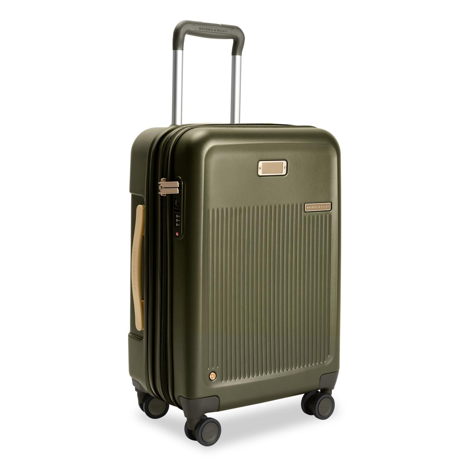 Essential Carry-On Expandable Spinner in Olive, Angle View #color_olive