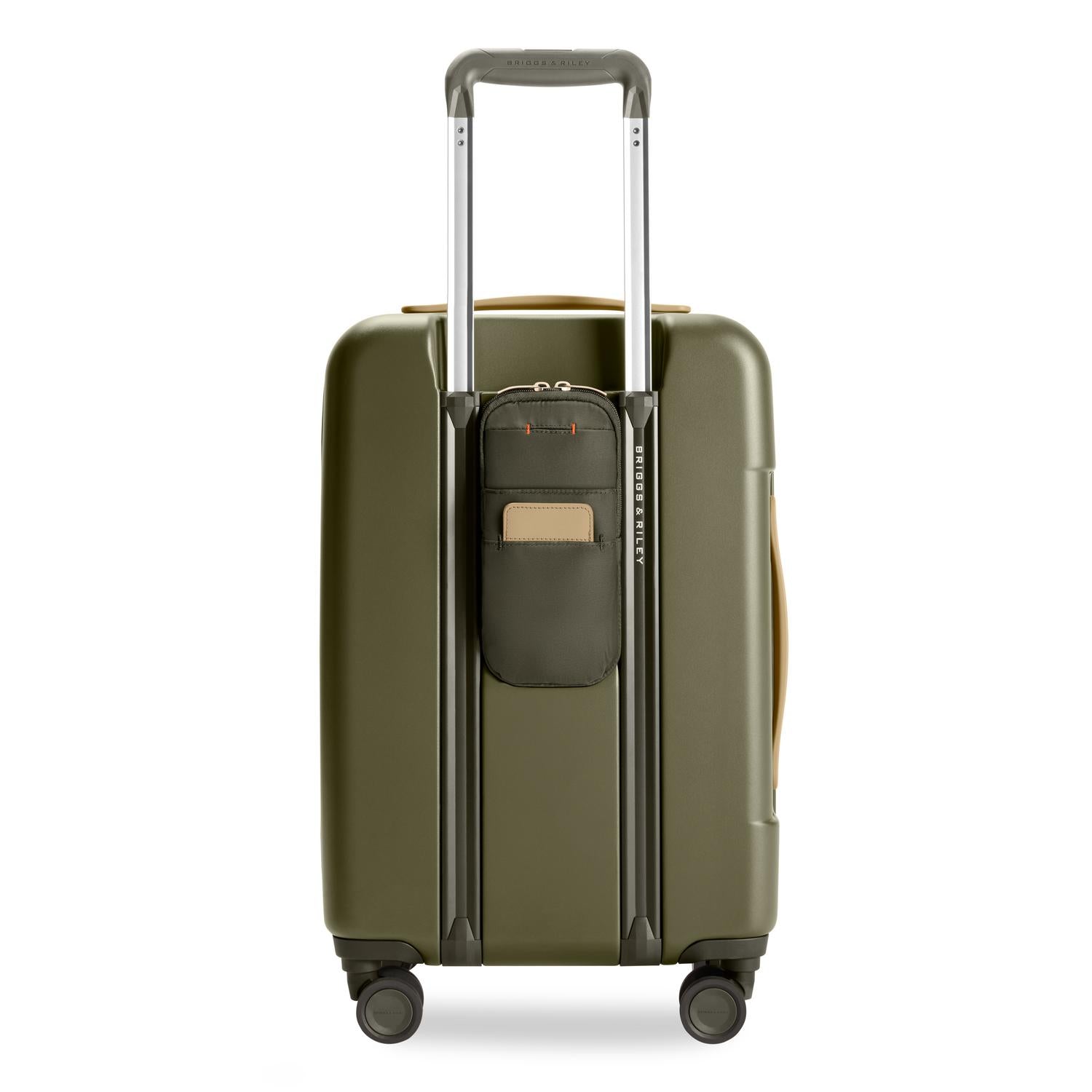 Essential Carry-On Expandable Spinner in Olive, Back View #color_olive