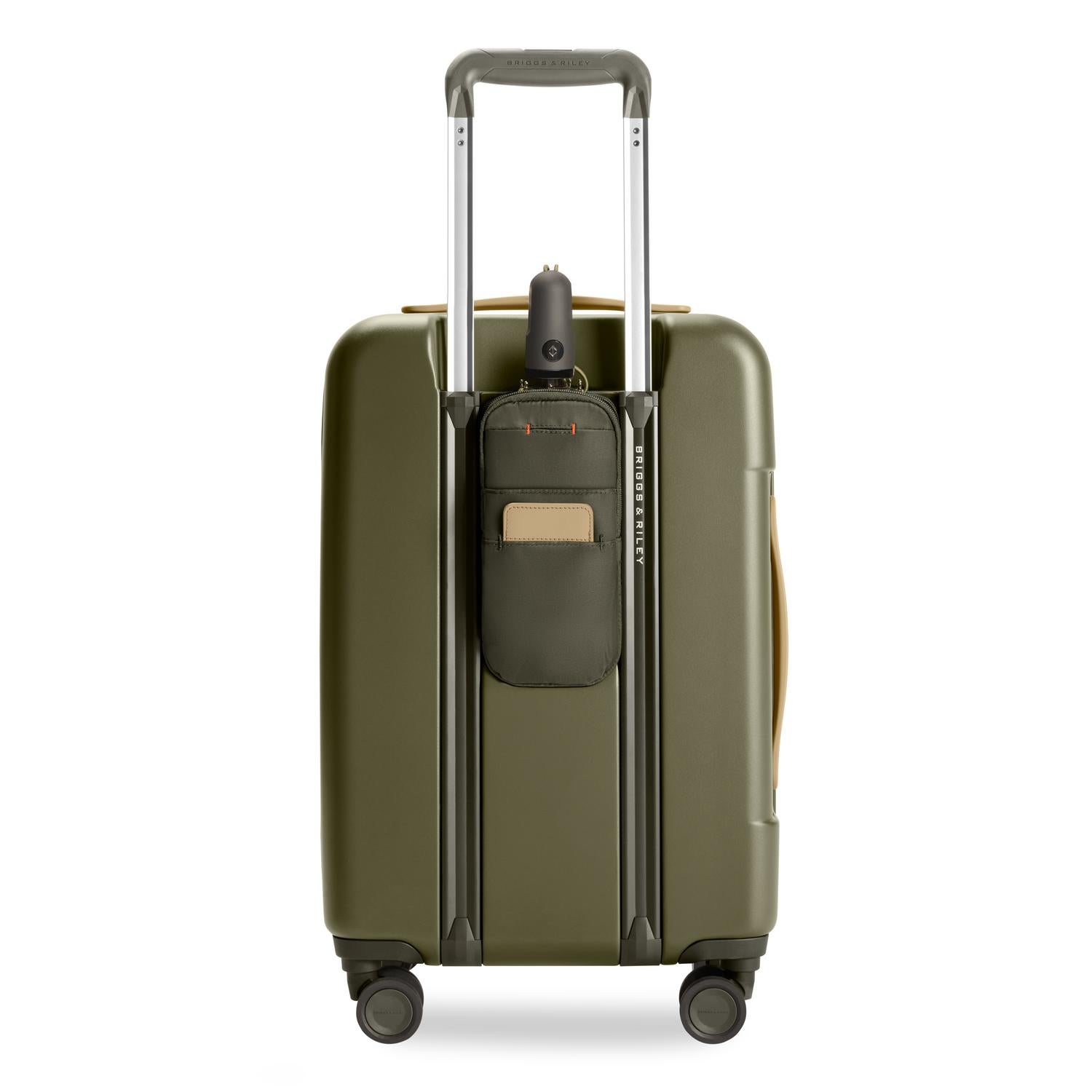 Essential Carry-On Expandable Spinner in Olive, Back View #color_olive