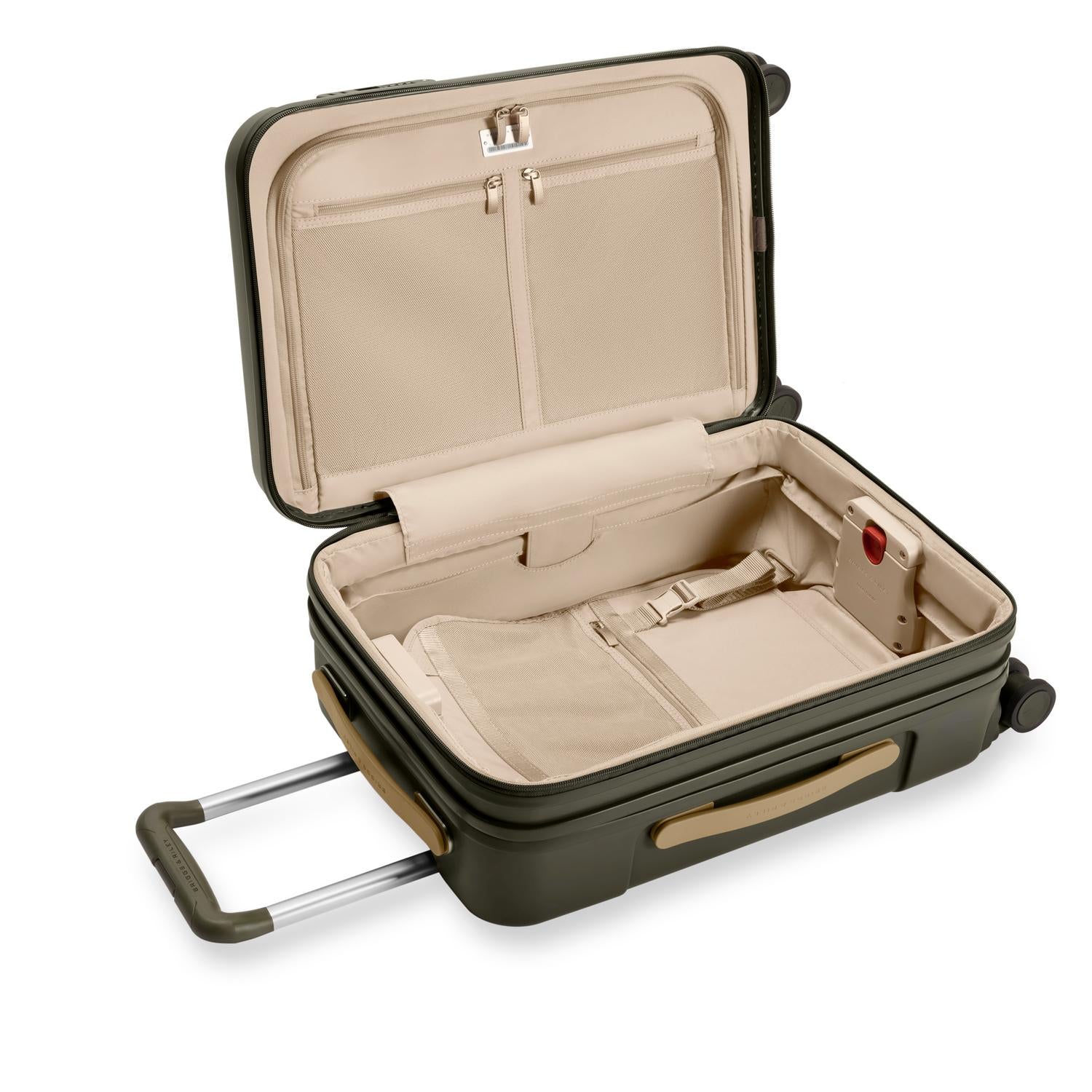 Essential Carry-On Expandable Spinner in Olive, Interior View #color_olive