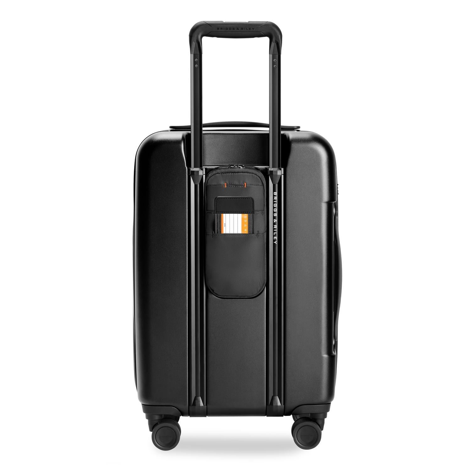 Essential Front Pocket Carry-On Expandable Spinner in Navy, Front View #color_black