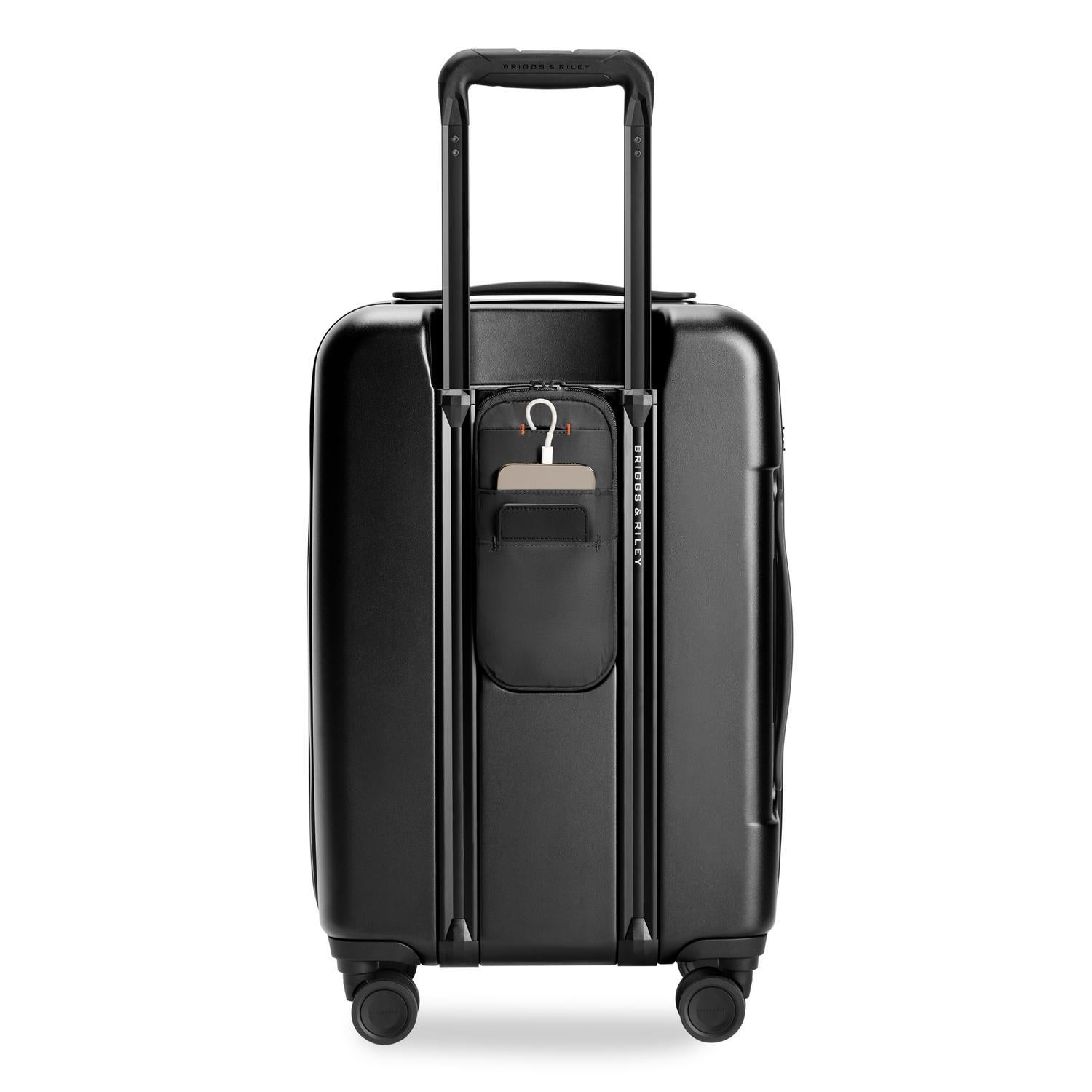 Essential Front Pocket Carry-On Expandable Spinner in Navy, Front View #color_black