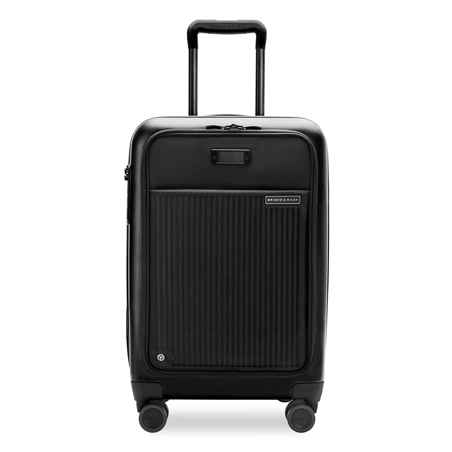 Essential Front Pocket Carry-On Expandable Spinner in Navy, Front View #color_black