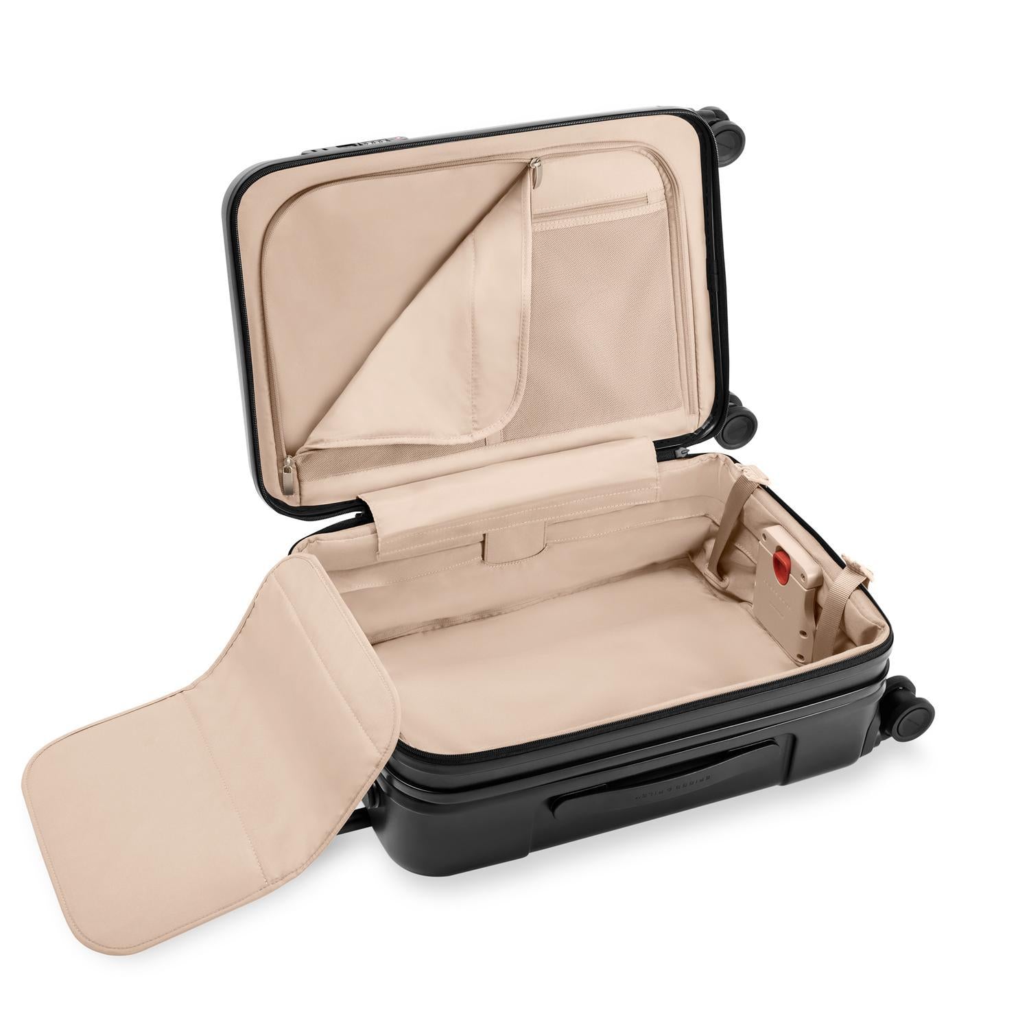 Essential Front Pocket Carry-On Expandable Spinner in Navy, Front View #color_black