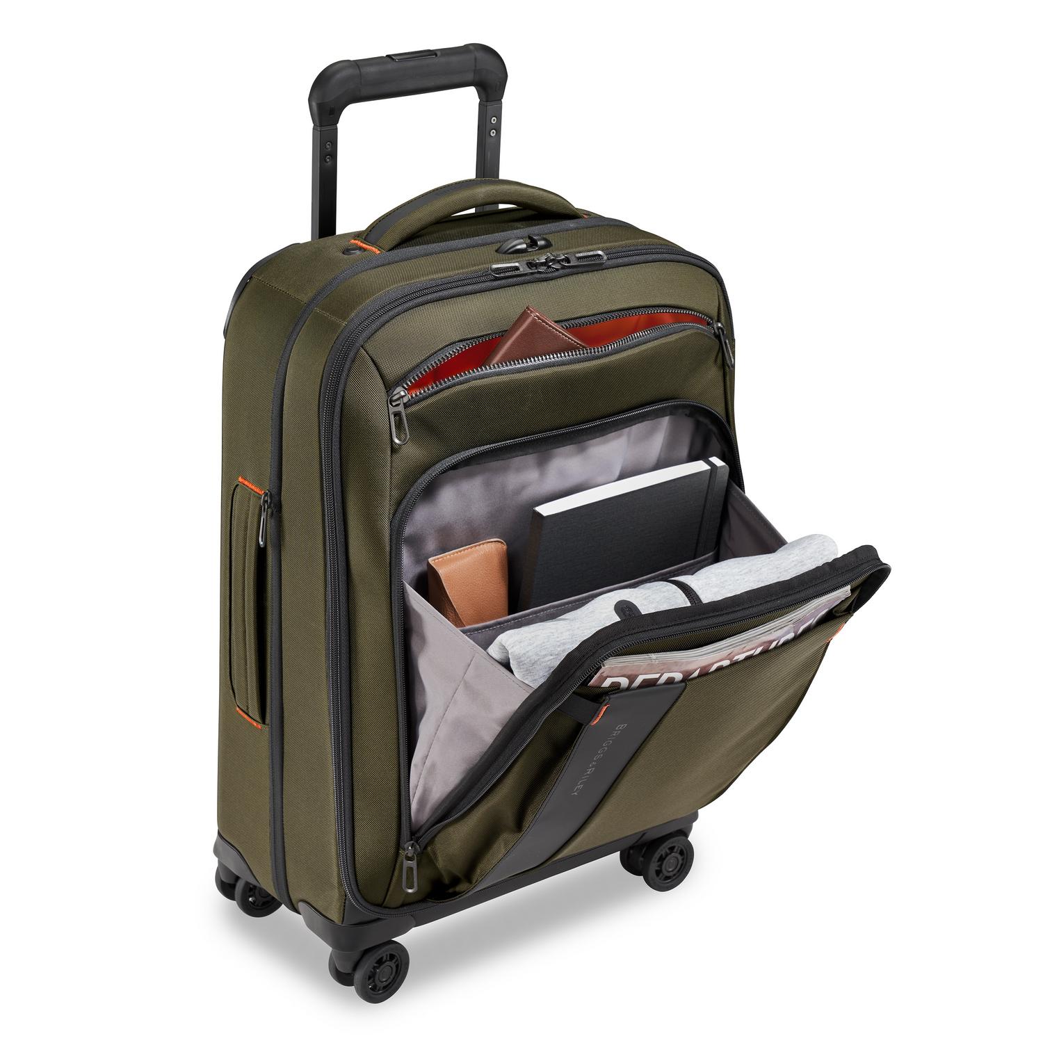 ZDX Domestic 22" Carry-On Expandable Spinner Hunter Front Pocket #color_hunter