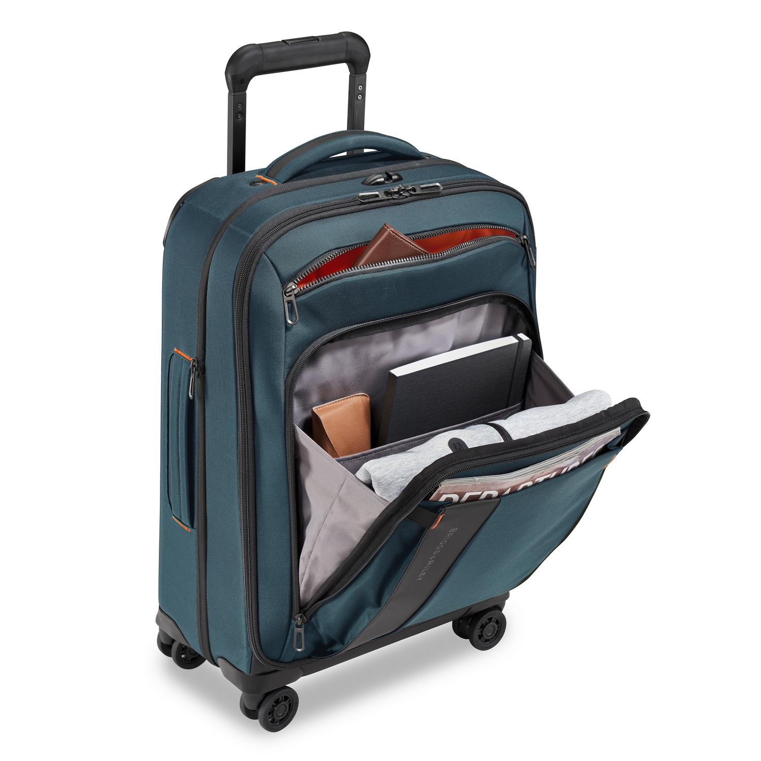 ZDX Domestic 22" Carry-On Expandable Spinner Ocean Front Pocket #color_ocean