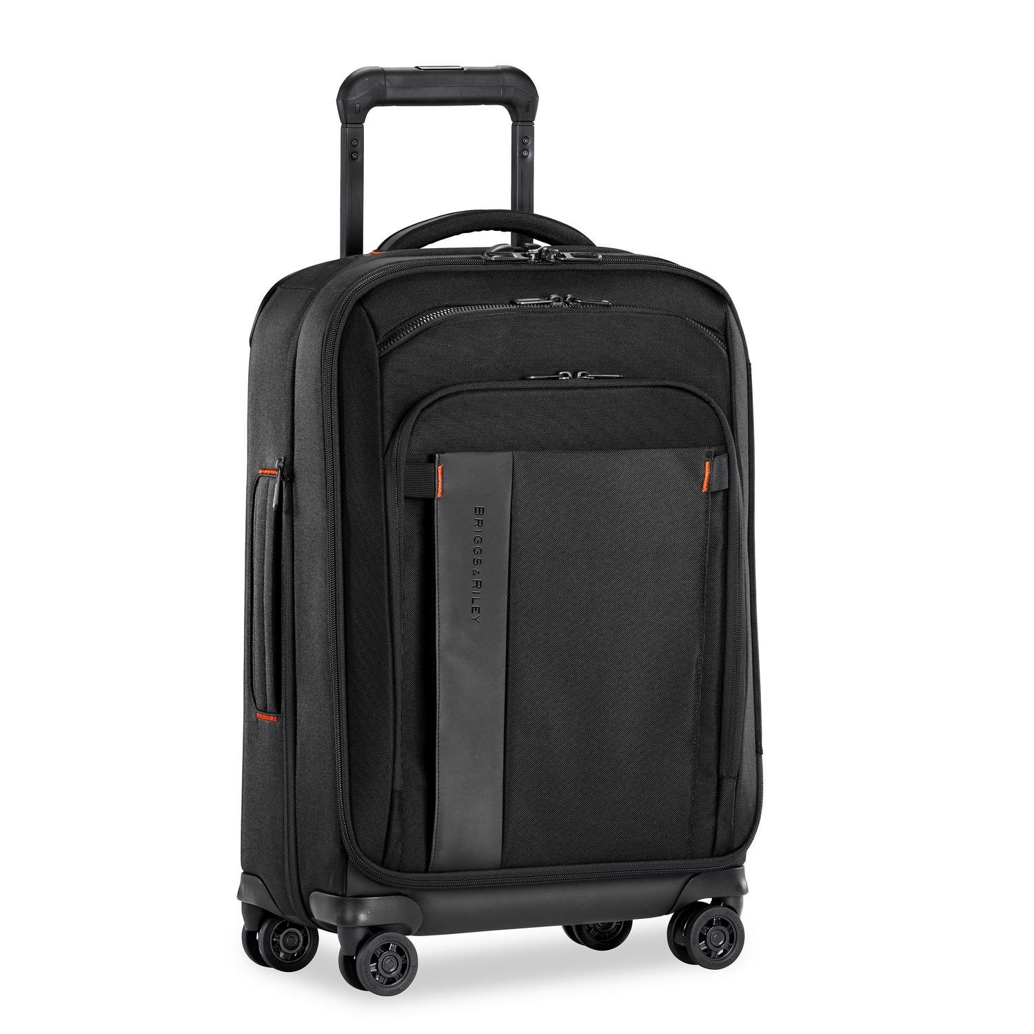Briggs and Riley ZDX Domestic 22" Carry-On Expandable Spinner Black Front View #color_black