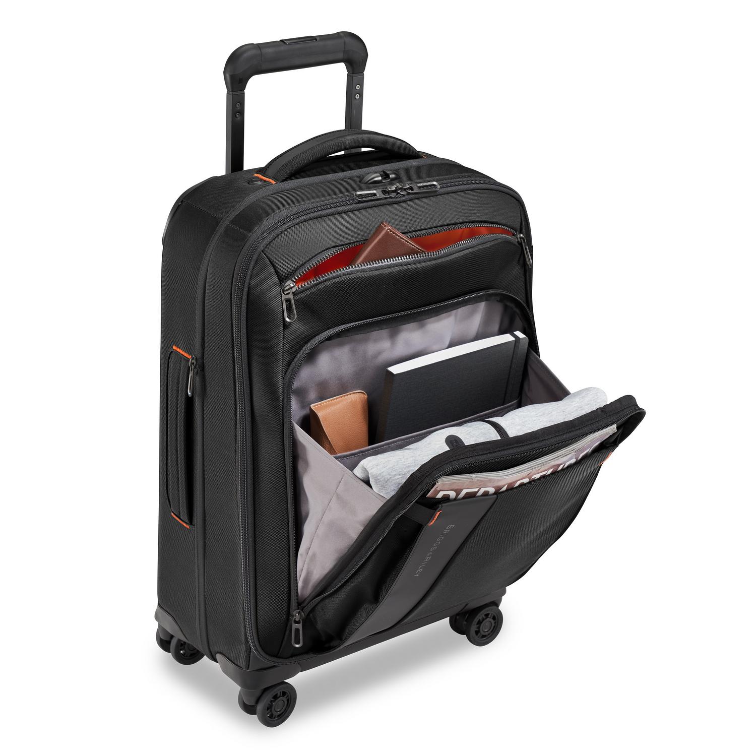 Briggs and Riley ZDX Domestic 22" Carry-On Expandable Spinner Black Front Pocket #color_black