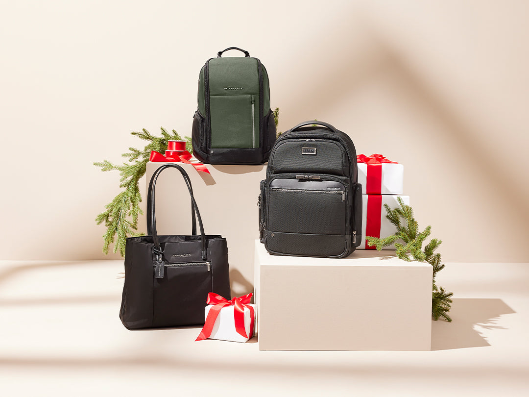 Briggs and Riley Gift Guide featuring best selling backpacks and totes 