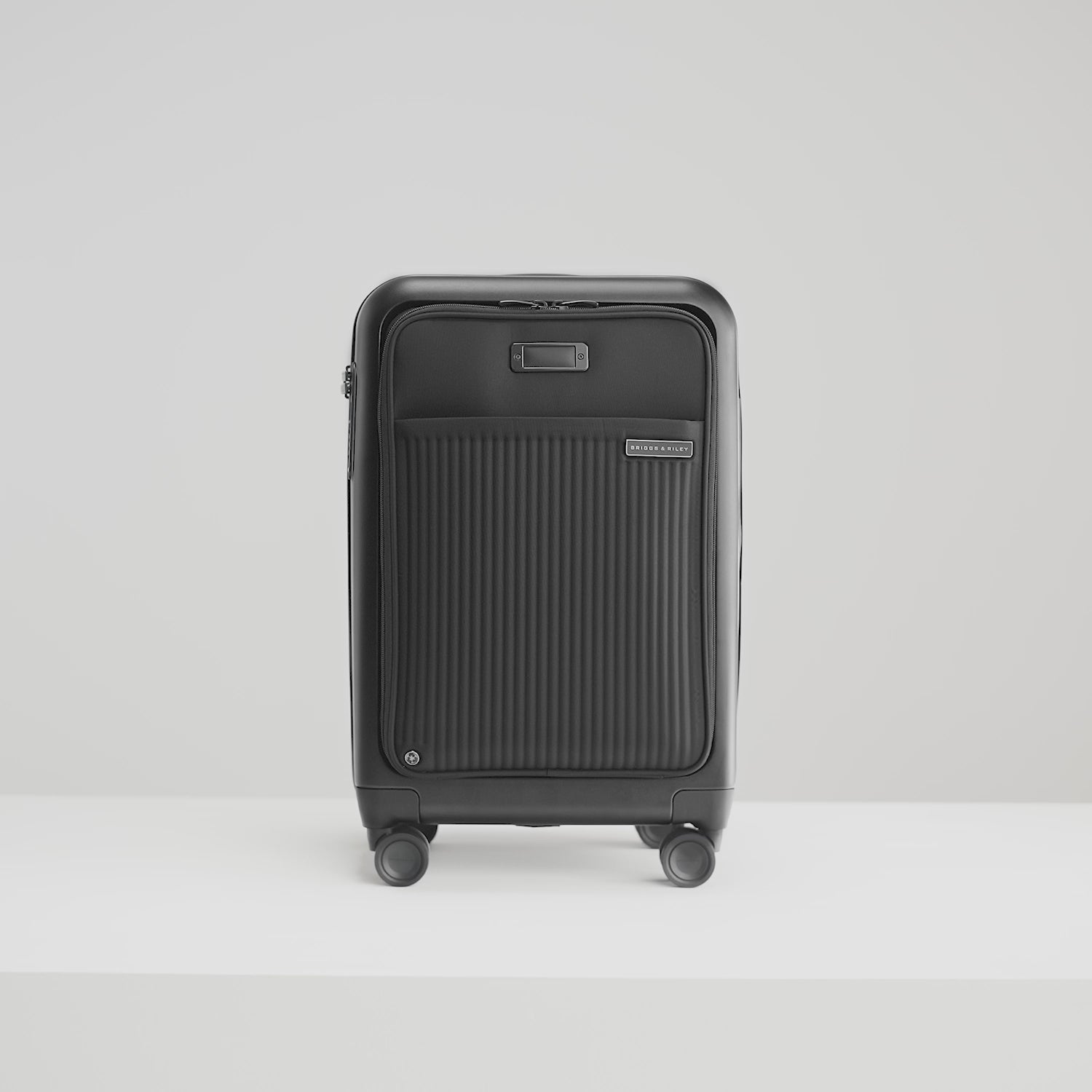 Essential Front Pocket Carry-On Expandable Spinner in Navy, Front View #color_black