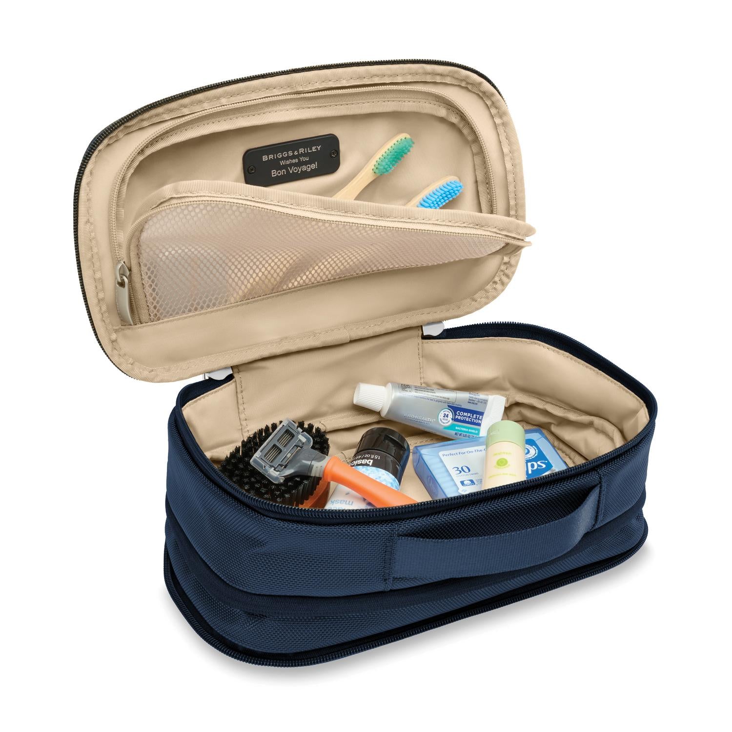 Briggs and Riley Expandable Essentials Kit Open #color_navy