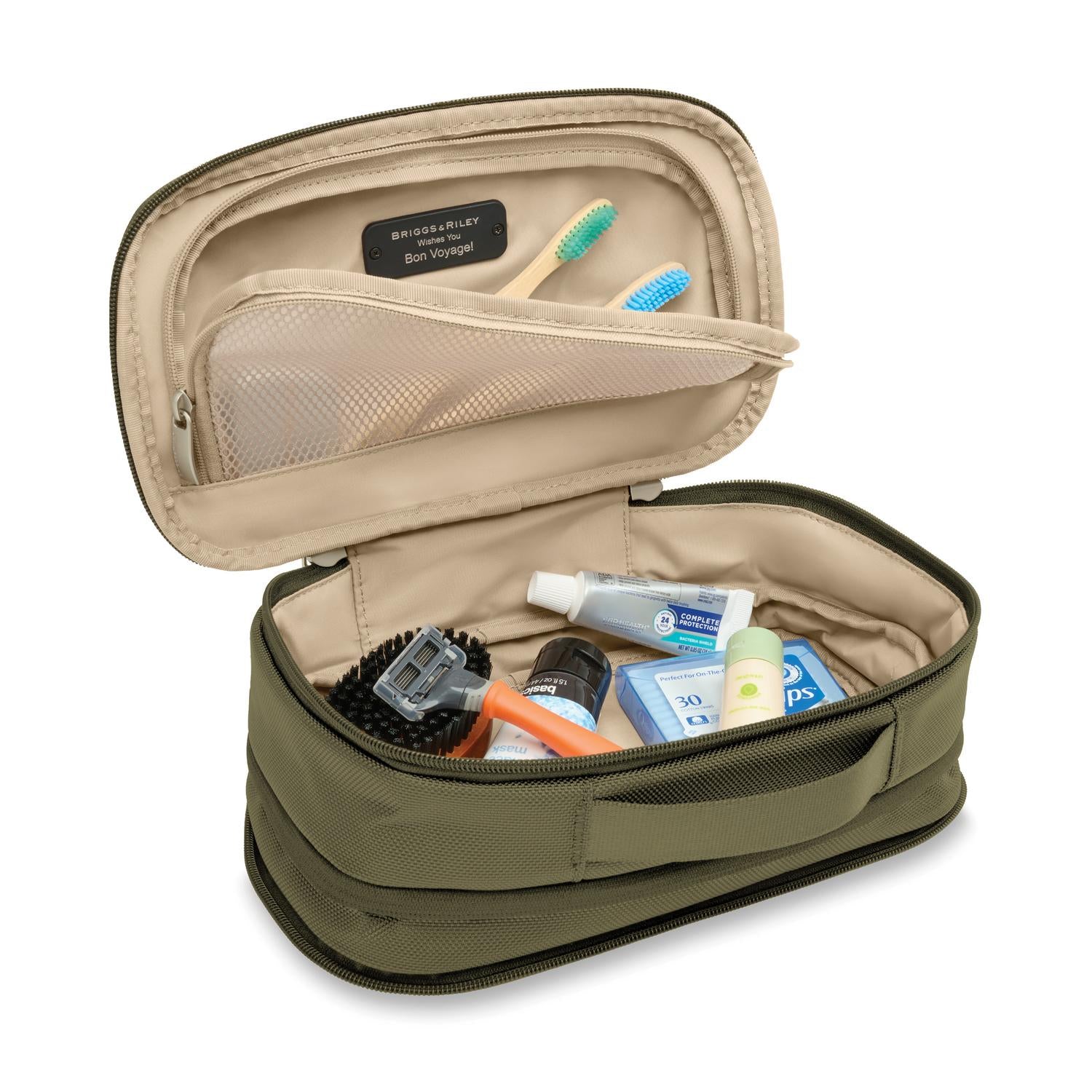 Briggs and Riley Expandable Essentials Kit Olive Open #color_olive