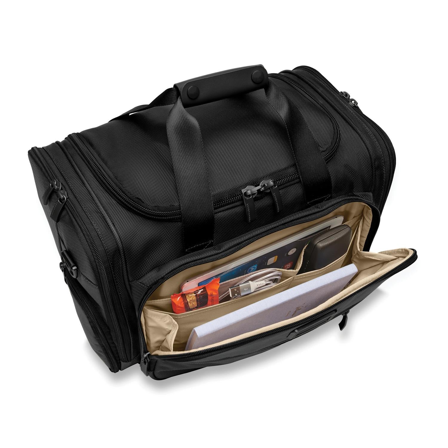 Briggs and Riley Underseat Duffle Black Front Pocket #color_black