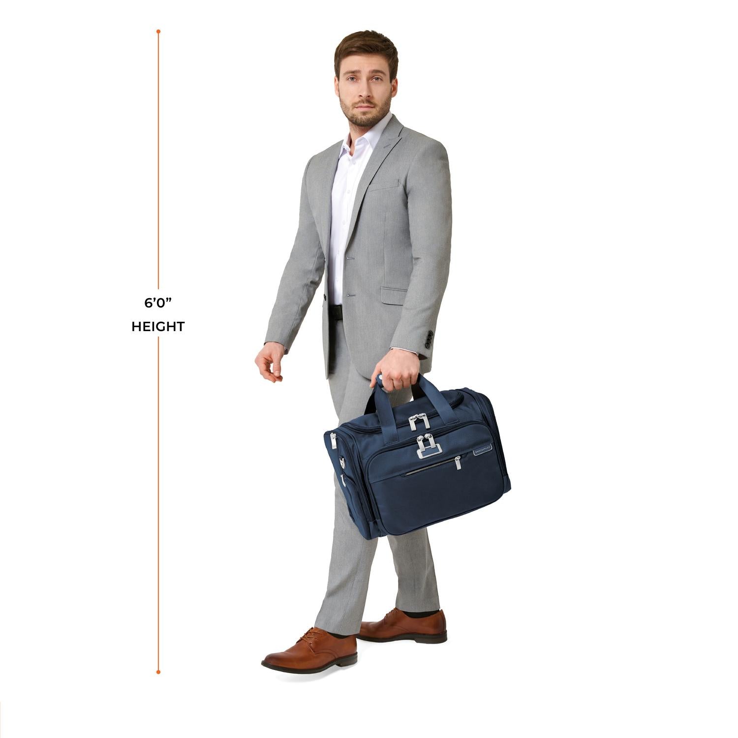 Briggs and Riley Underseat Duffle, Model Height 6'0" #color_navy