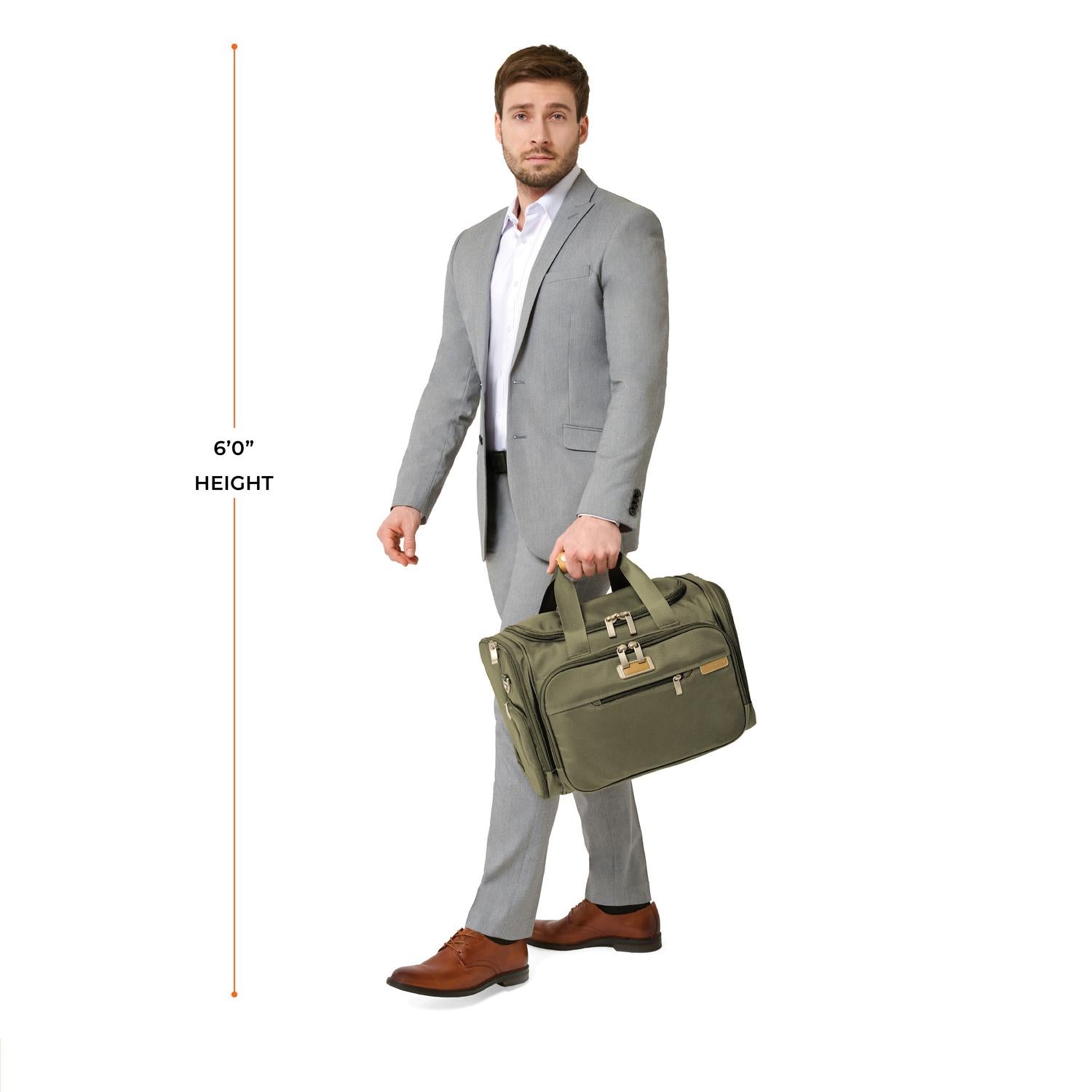 Briggs and Riley Underseat Duffle, Model Height 6'0" #color_olive