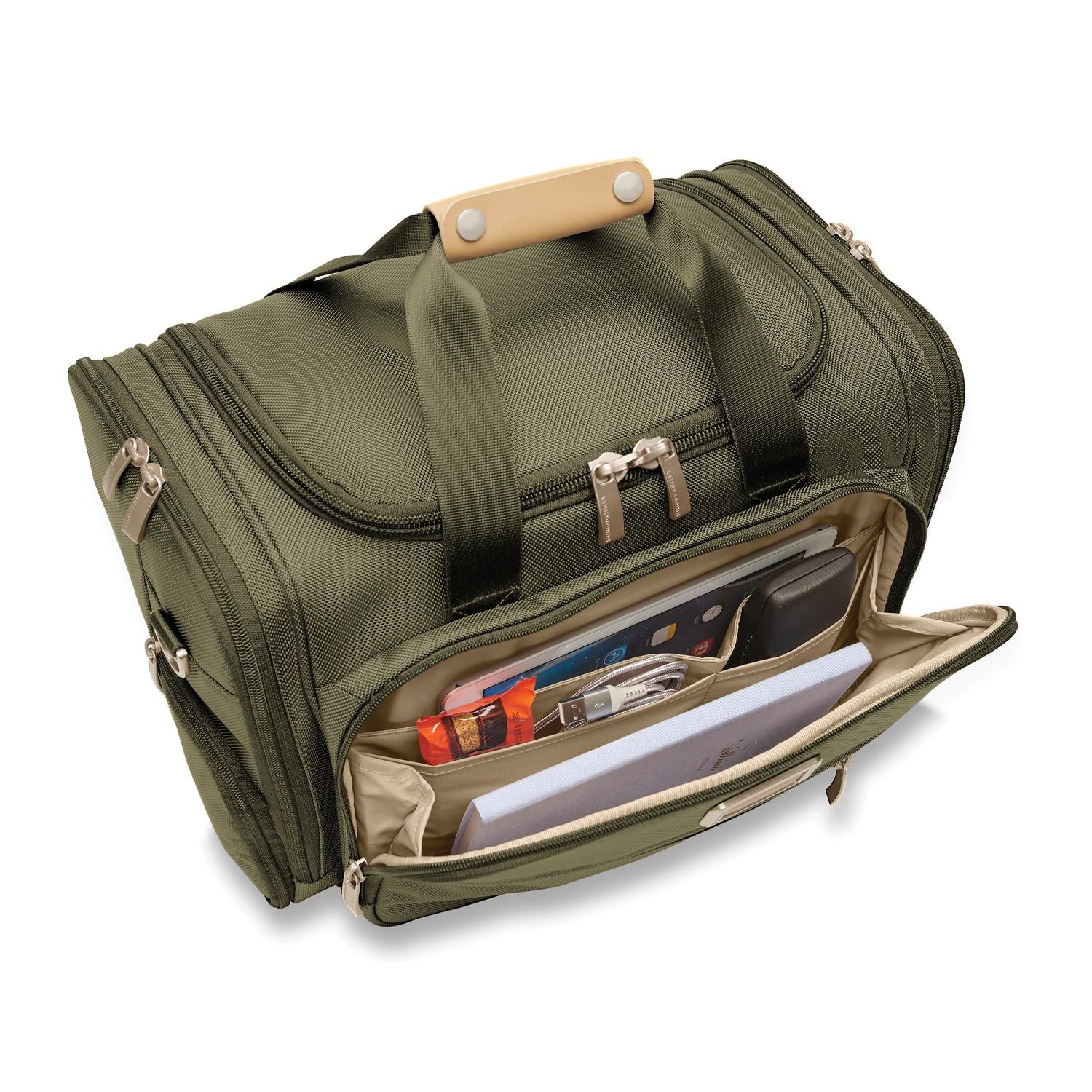 Briggs and Riley Underseat Duffle Olive Front Pocket #color_olive