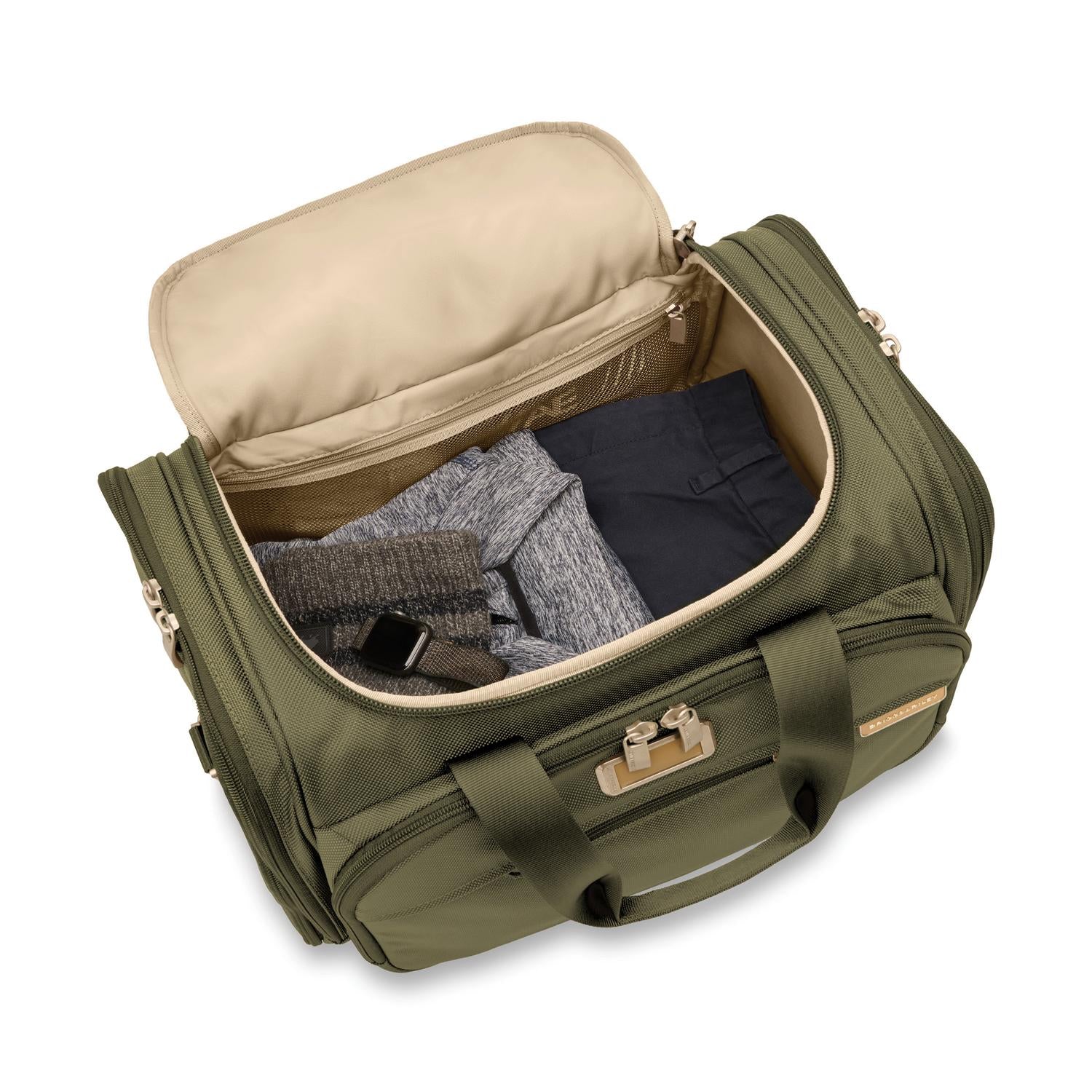 Briggs and Riley Underseat Duffle Olive Open View  #color_olive