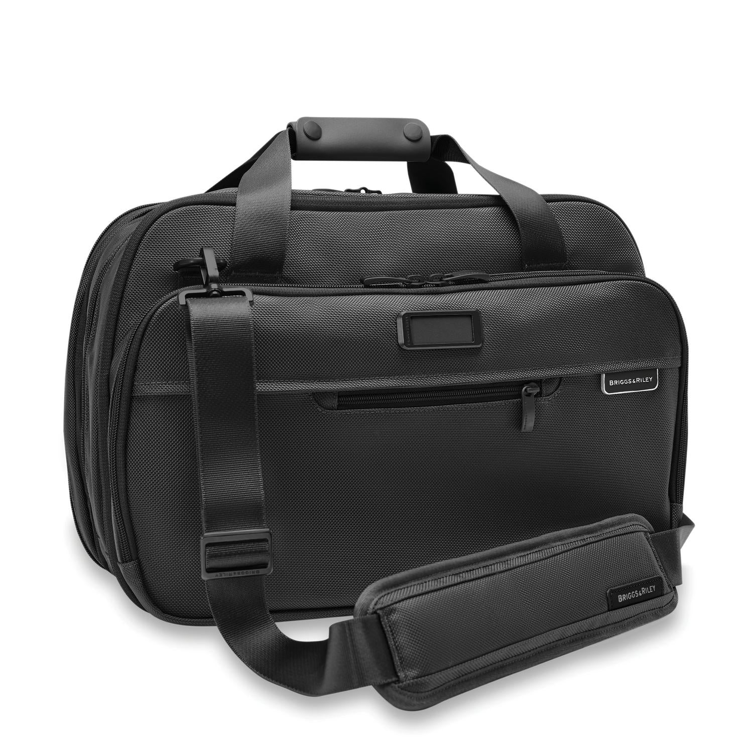 Briggs and Riley Expandable Cabin Bag Black Side View  #color_black