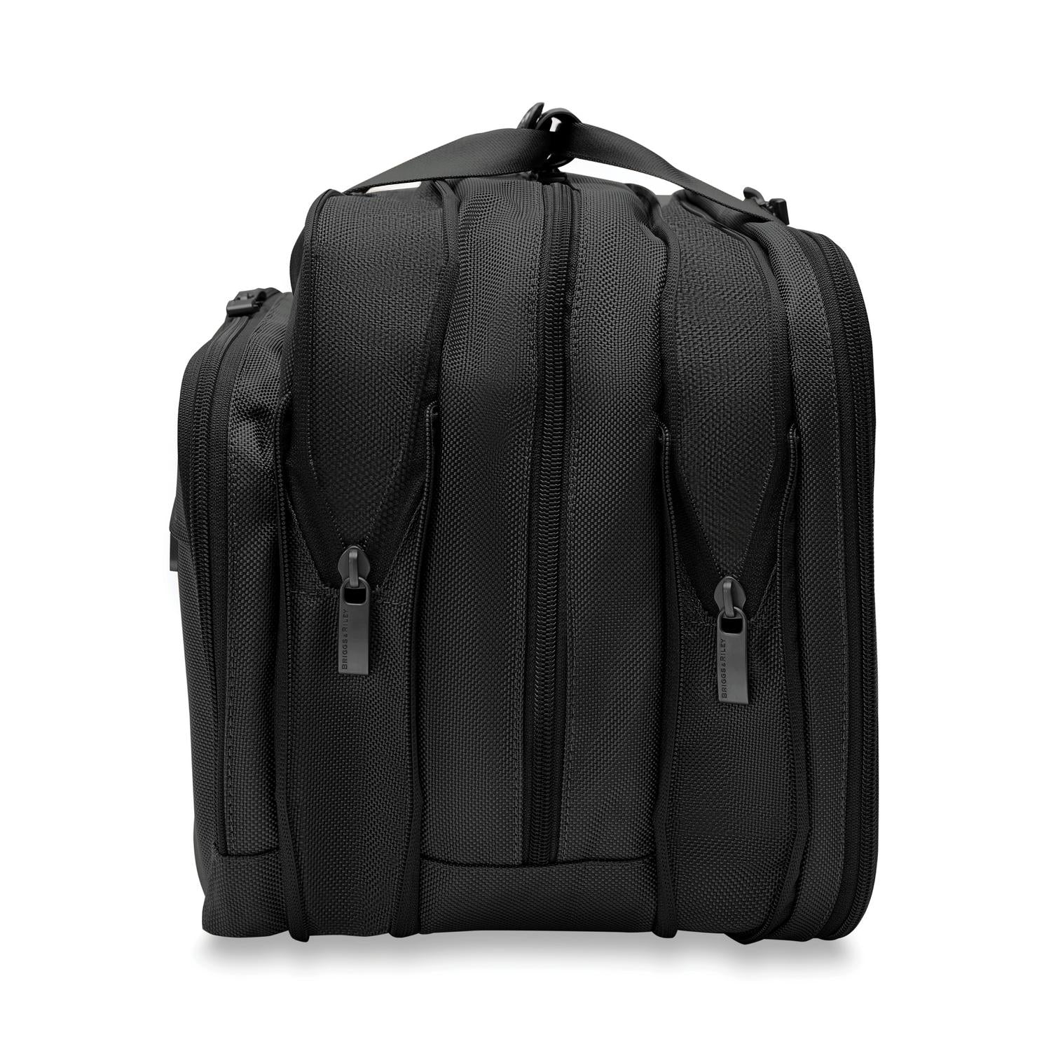 Briggs and Riley Expandable Cabin Bag Black Side View Expanded #color_black