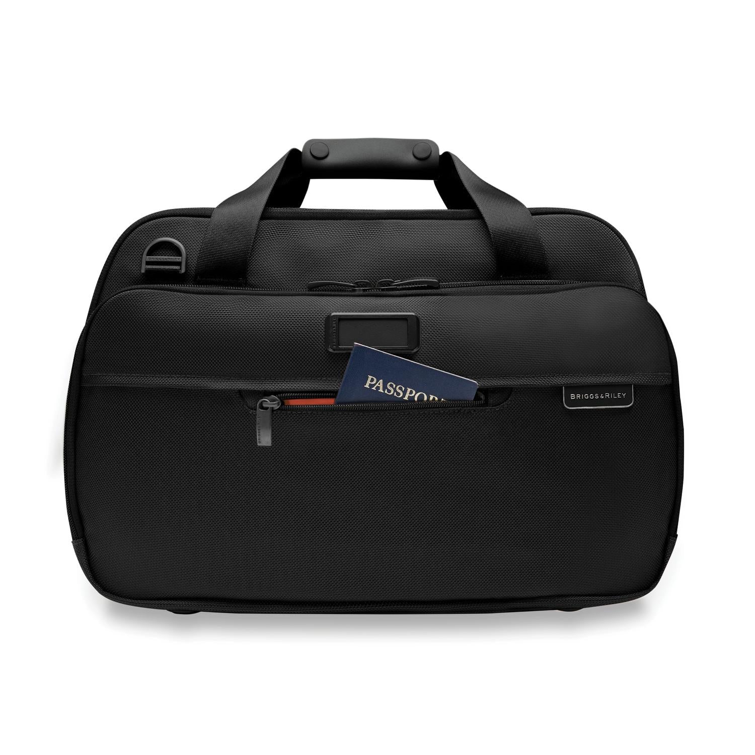 Briggs and Riley Expandable Cabin Bag Black Front Pocket #color_black