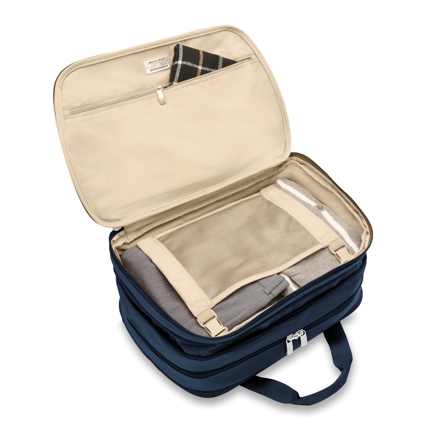 Briggs and Riley Expandable Cabin Bag Navy Open View  #color_navy
