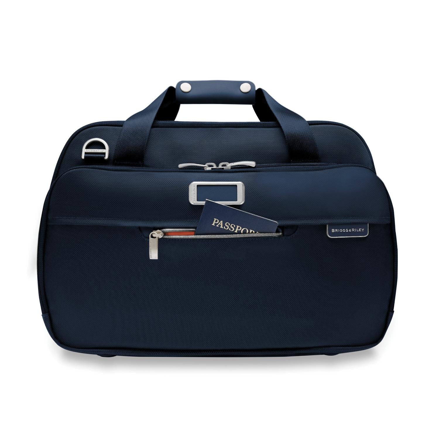 Briggs and Riley Expandable Cabin Bag Navy Front Pocket #color_navy