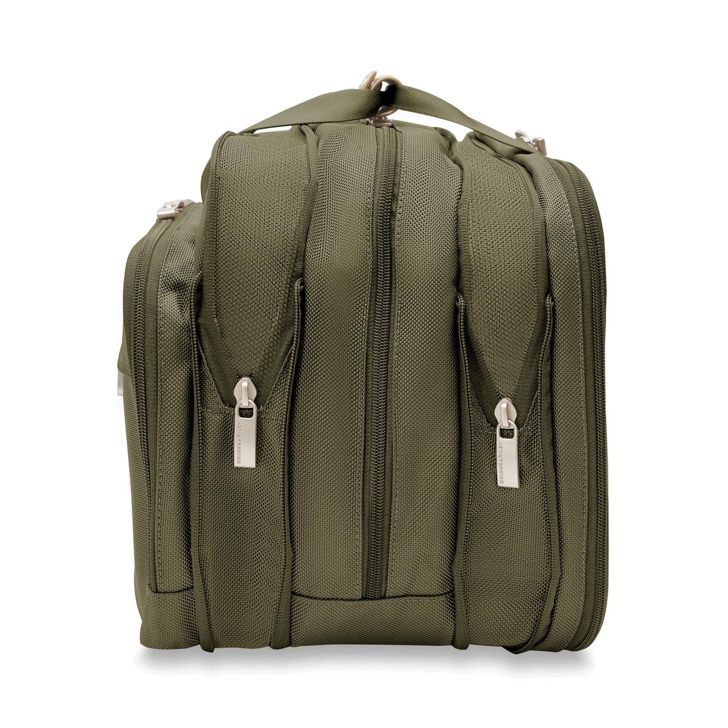 Briggs and Riley Expandable Cabin Bag Olive Side Expanded #color_olive