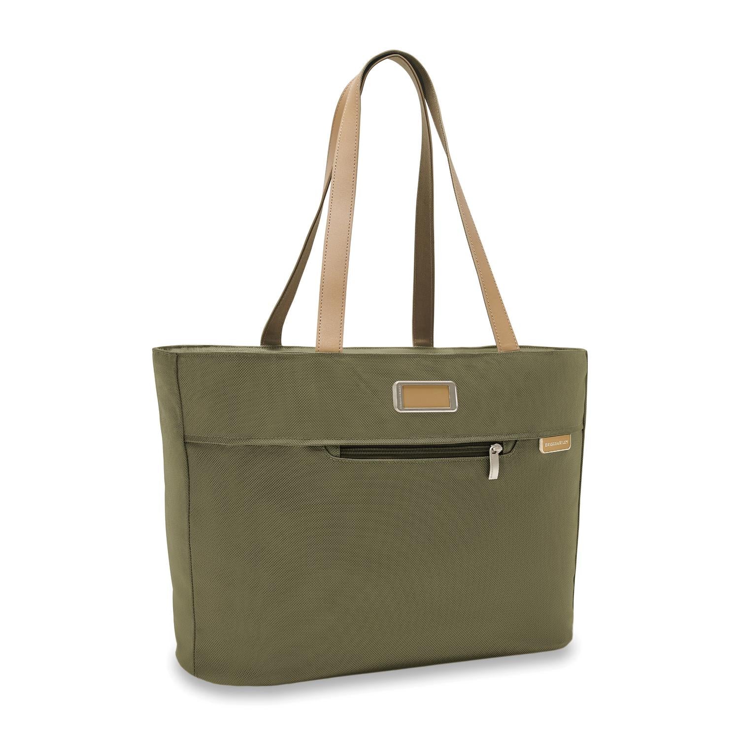 Briggs and Riley Traveler Tote Olive Side View #color_olive