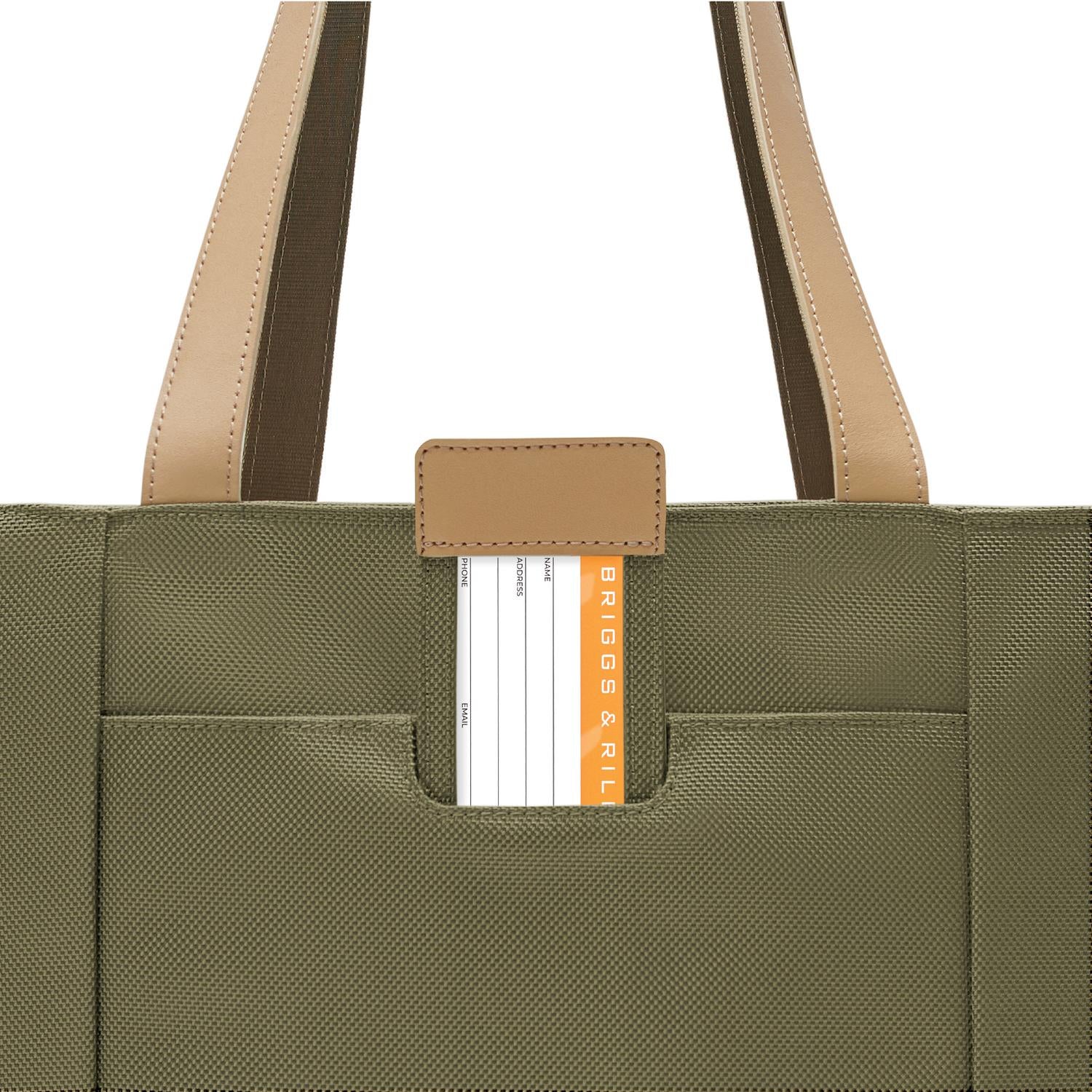 Briggs and Riley Traveler Tote Olive ID Tag #color_olive