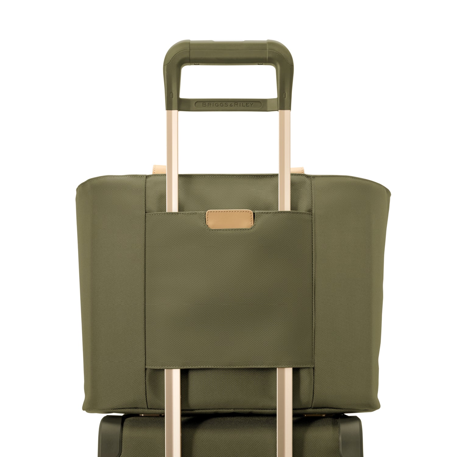 Briggs and Riley Traveler Tote Olive Slip Through Back Panel #color_olive