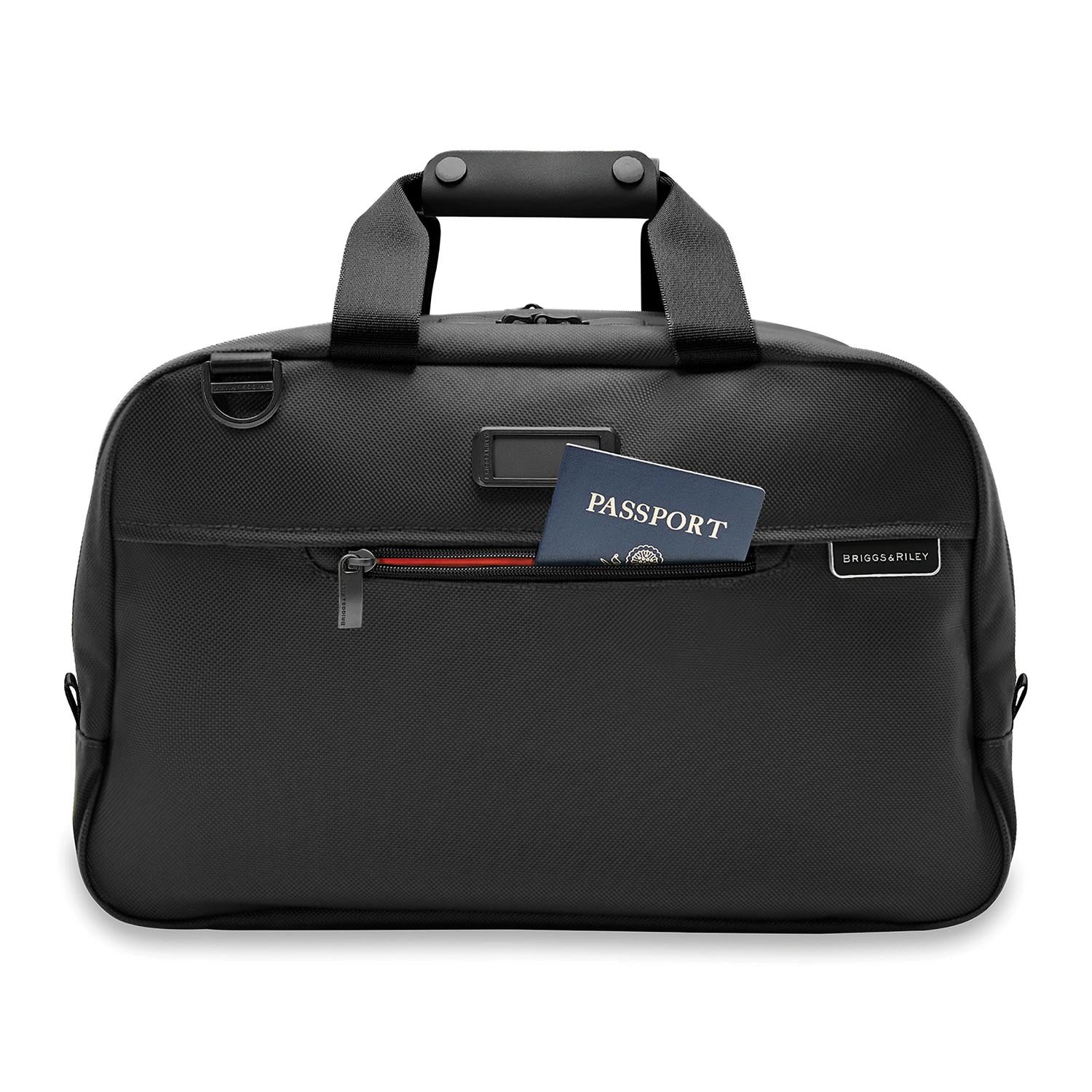 Briggs and Riley Executive Travel Duffle Black  Front Pocket #color_black
