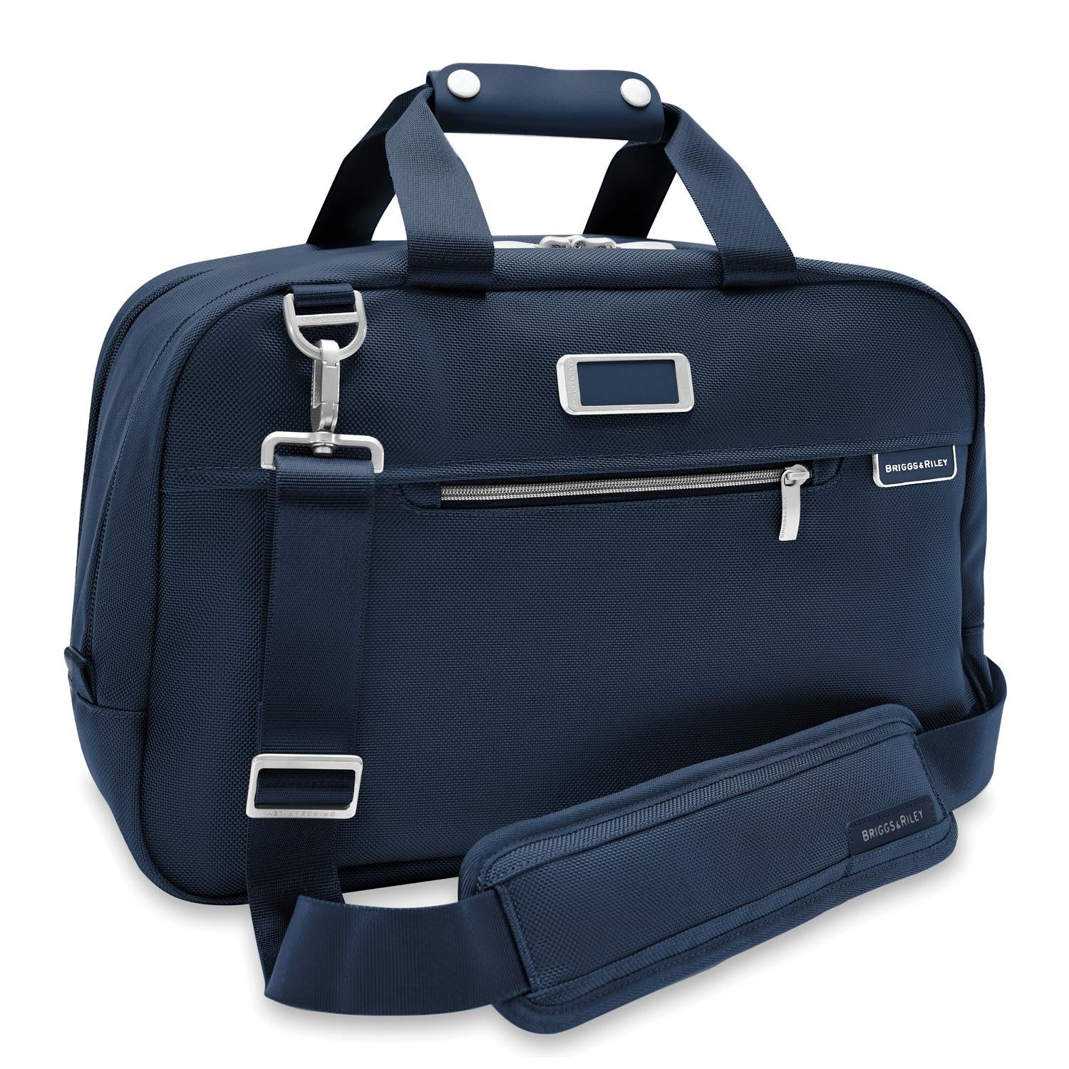 Briggs and Riley Executive Travel Duffle Navy side view  #color_navy