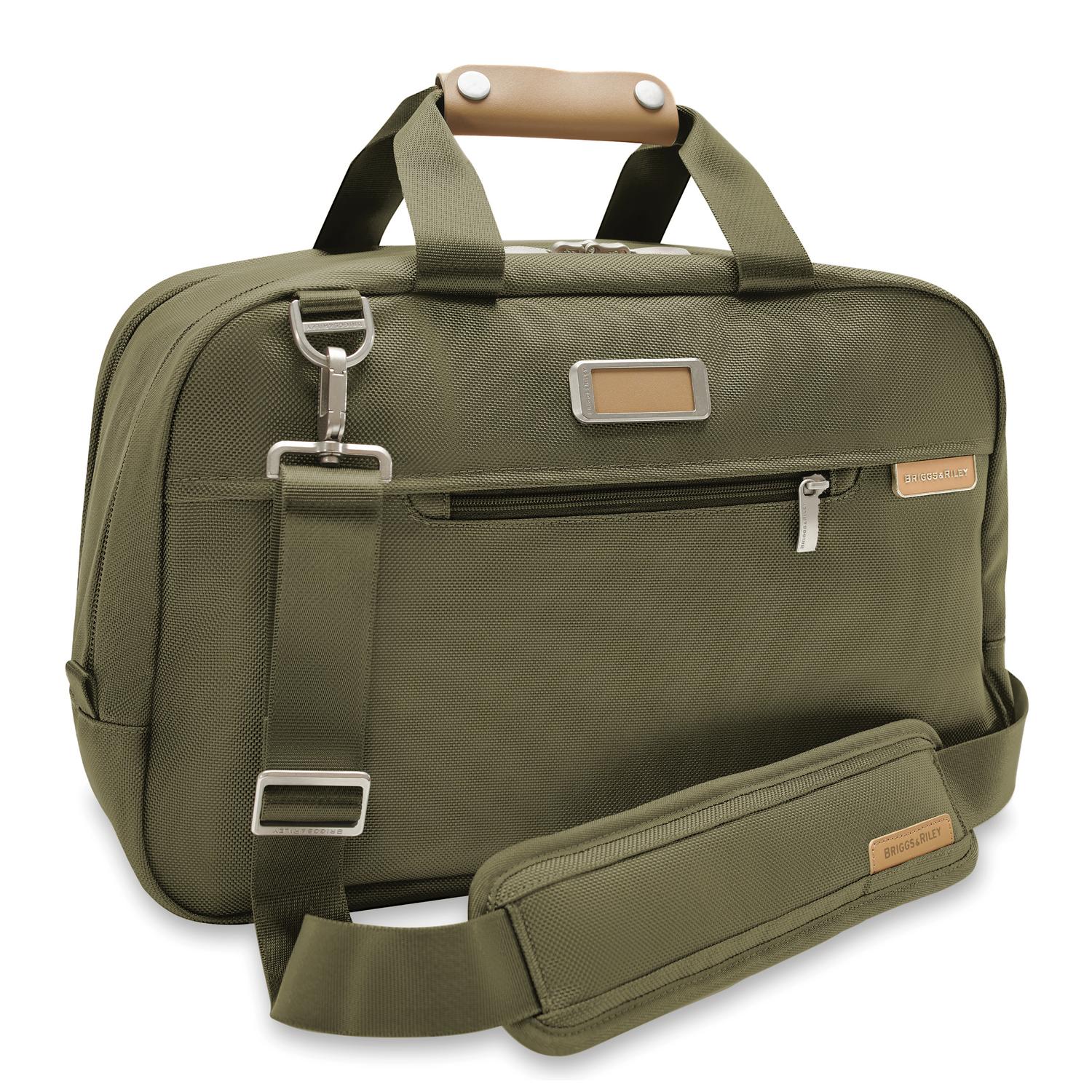 Briggs and Riley Executive Travel Duffle Olive side view  #color_olive