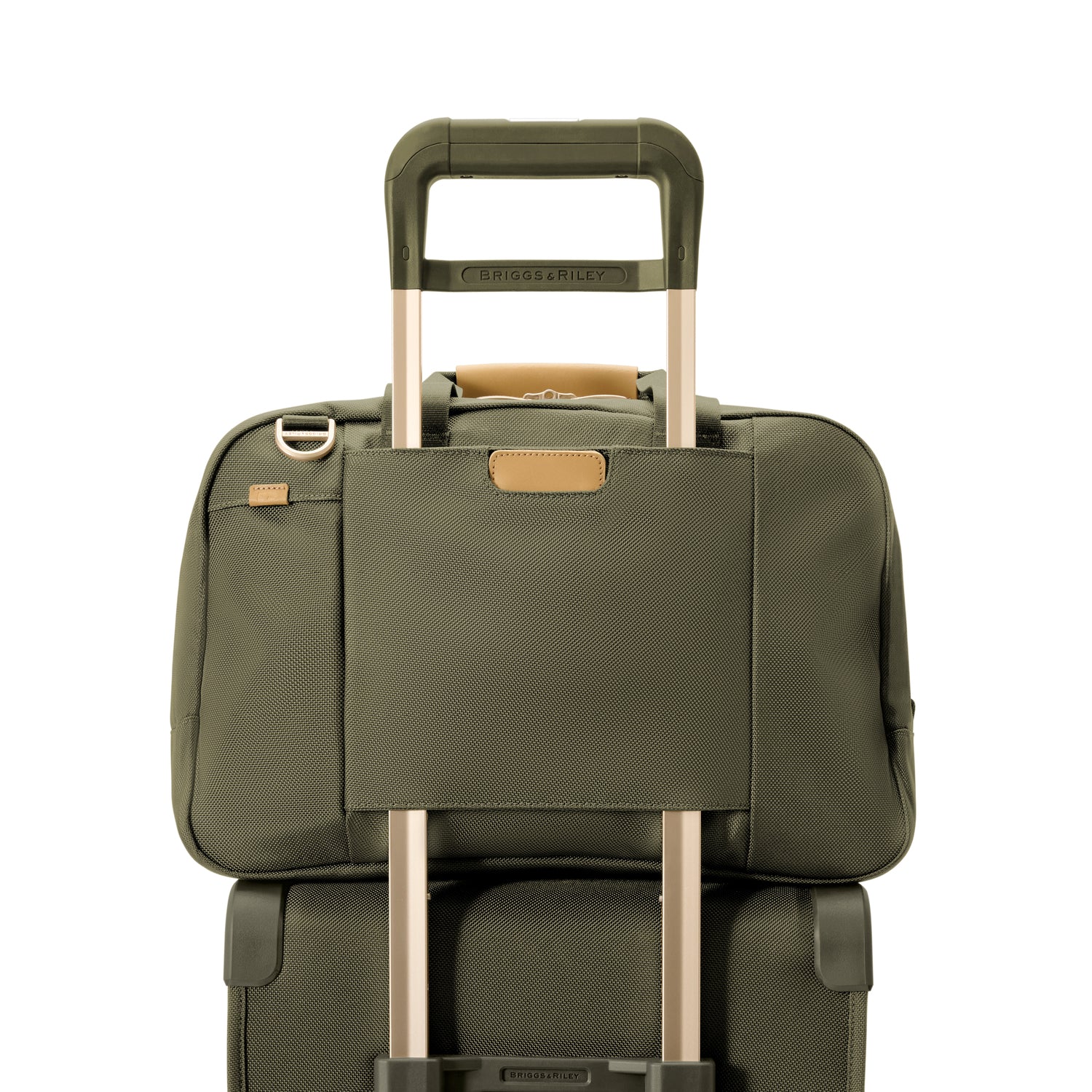Briggs and Riley Executive Travel Duffle Olive Slip Through Back Panel #color_olive