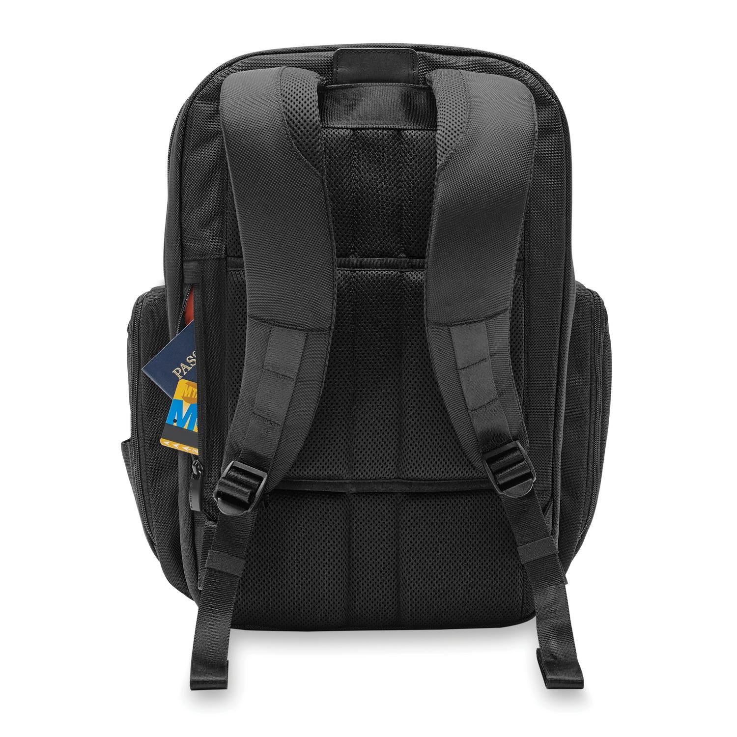 Briggs and Riley Traveler Backpack Black Back Pocket #color_black