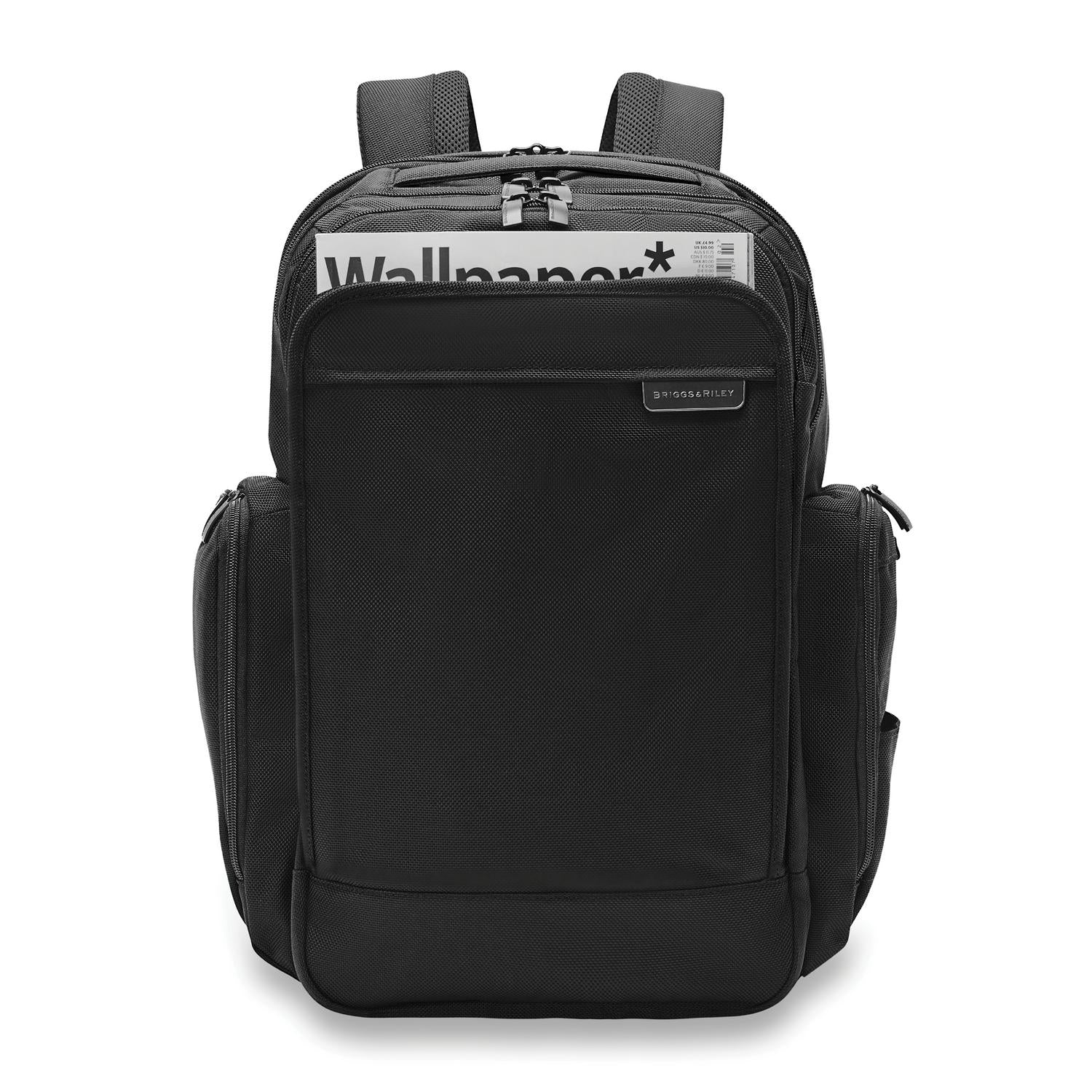 Briggs and Riley Traveler Backpack Black Front View #color_black
