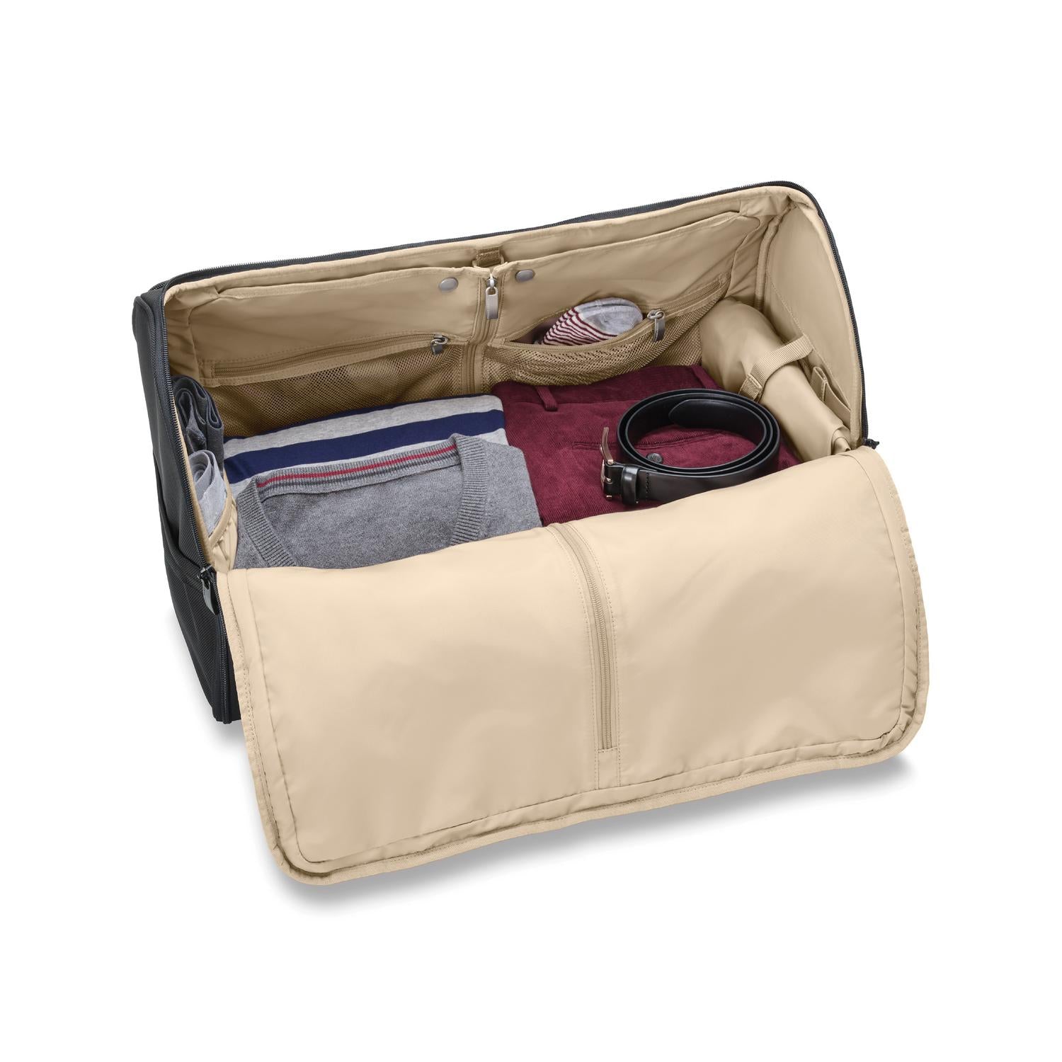Briggs and Riley Garment Duffle Black Open View  #color_black