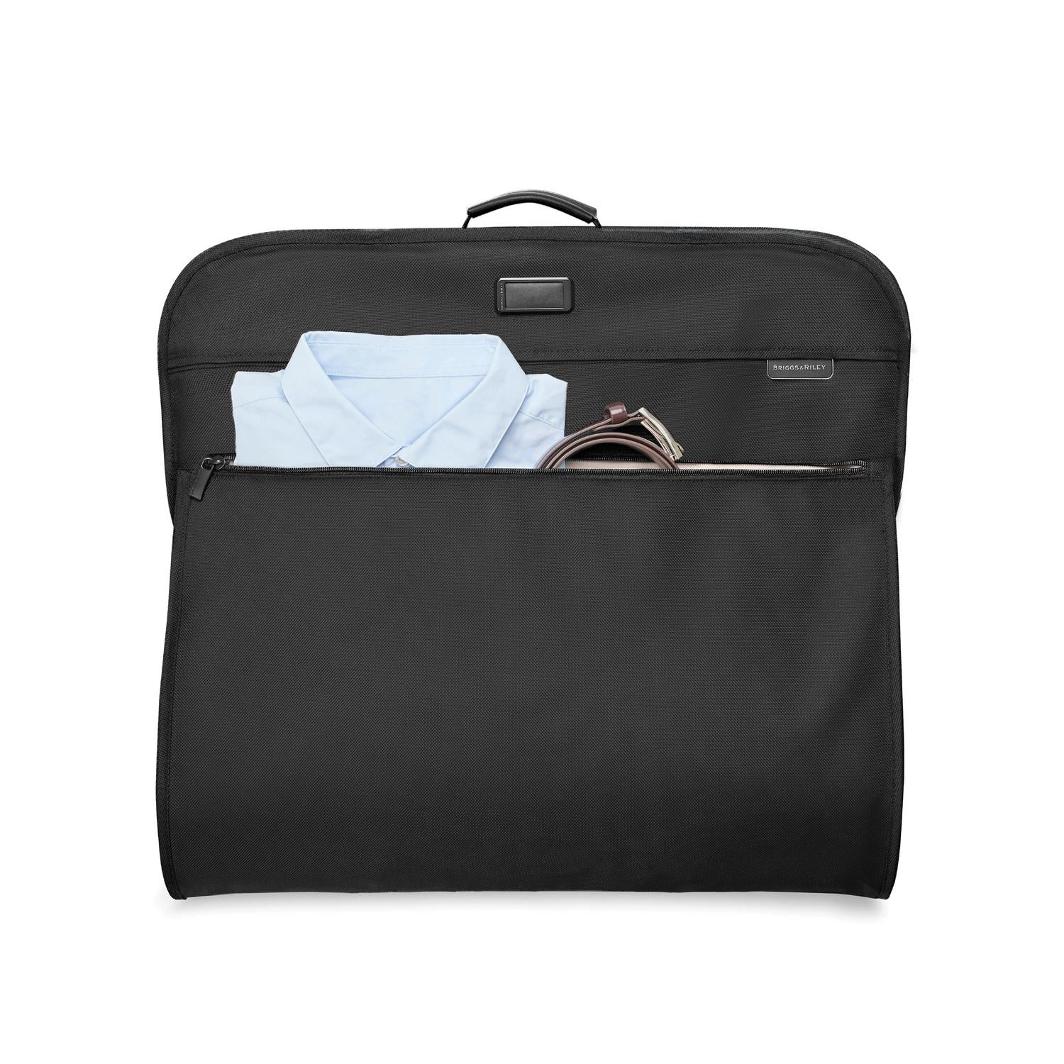 Briggs and Riley Classic Garment Bag Black Front Pocket #color_black