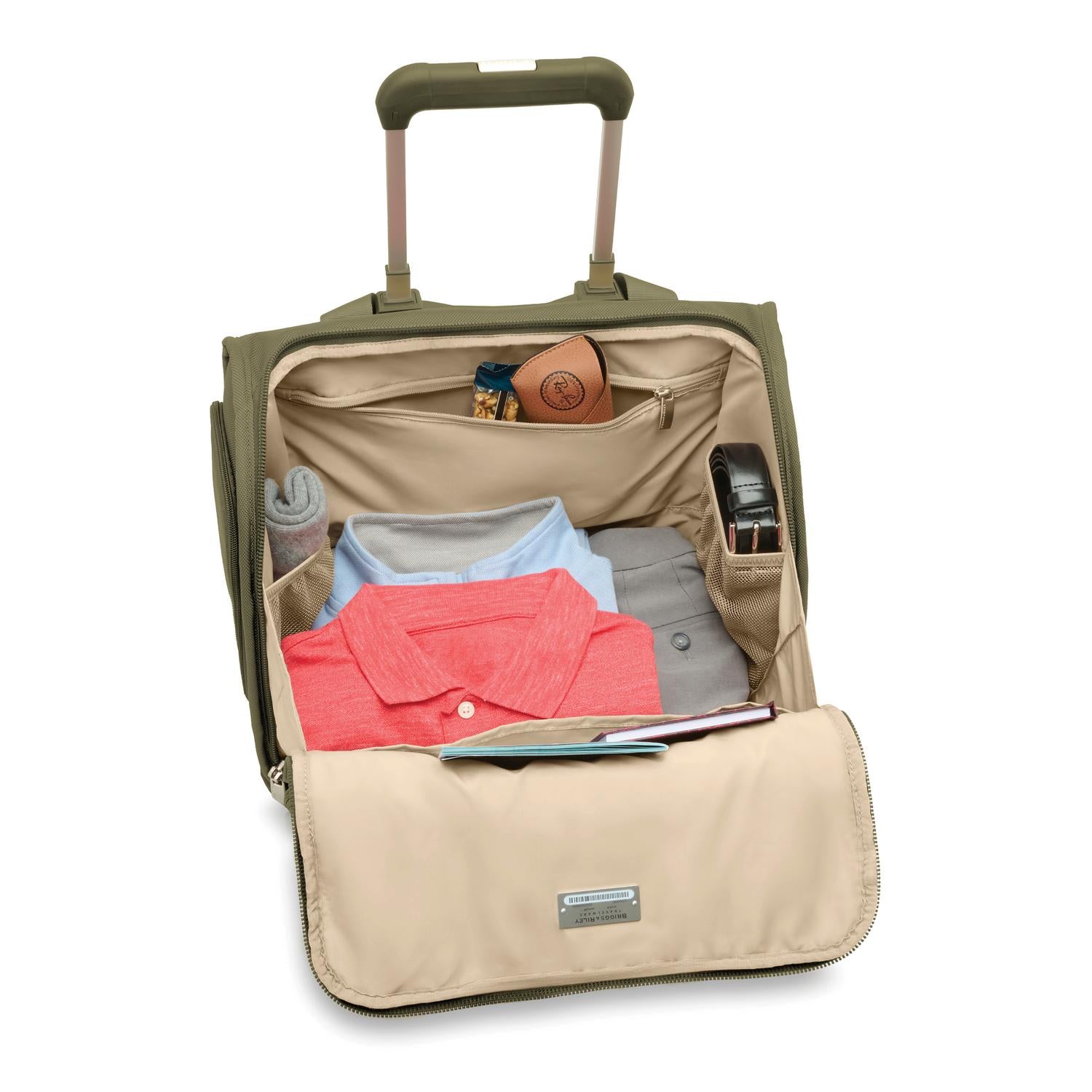 Briggs and Riley 2-Wheel Cabin Bag Olive Open View #color_olive
