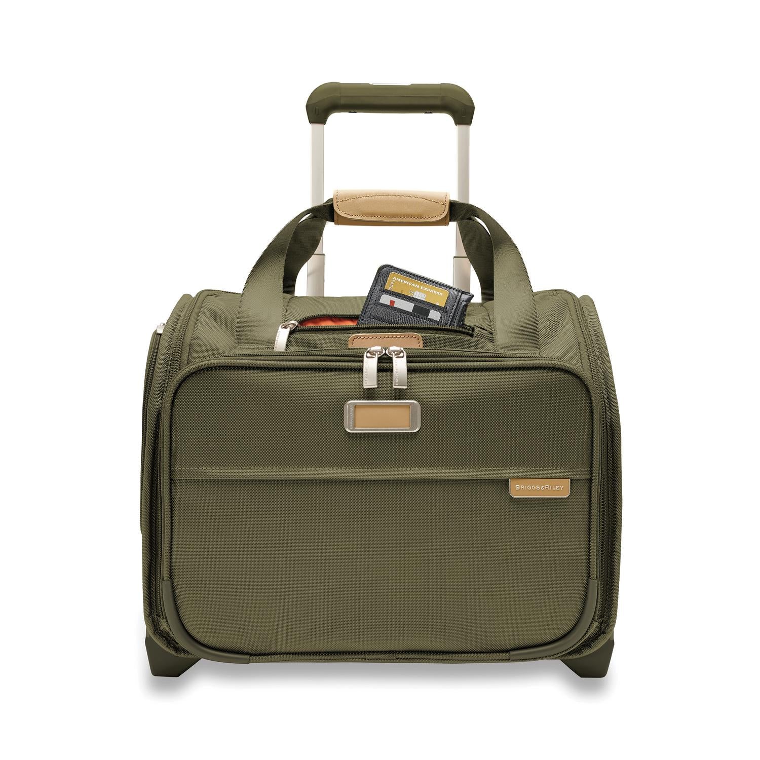 Briggs and Riley 2-Wheel Cabin Bag Olive Front Pocket #color_olive