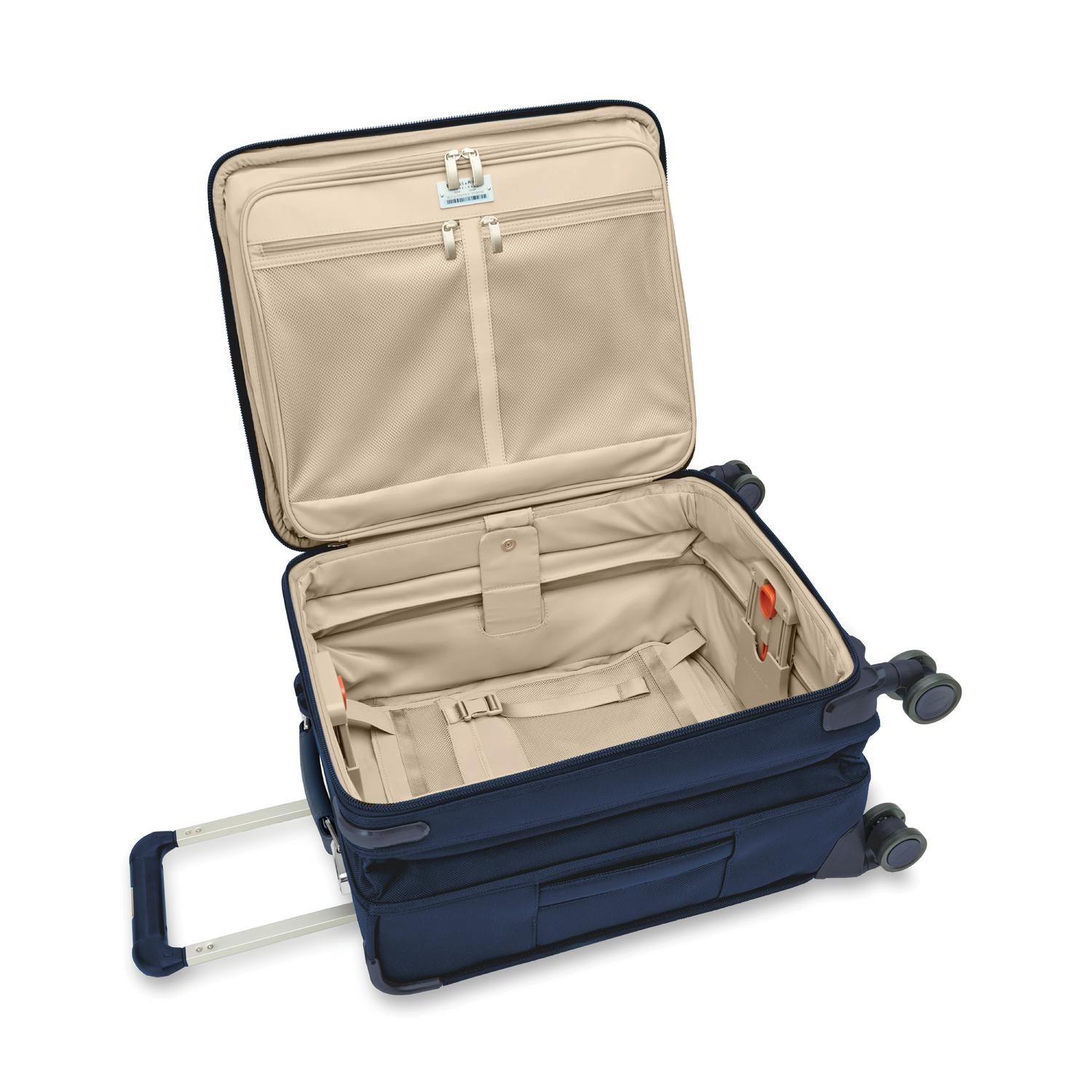 Briggs and Riley Global Carry-On Spinner Navy Open View #color_navy