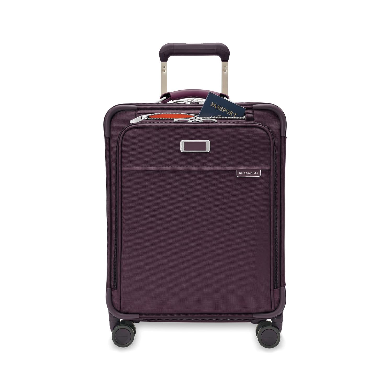 Baseline Carry-On Expandable Spinner Plum Front Pocket #color_plum